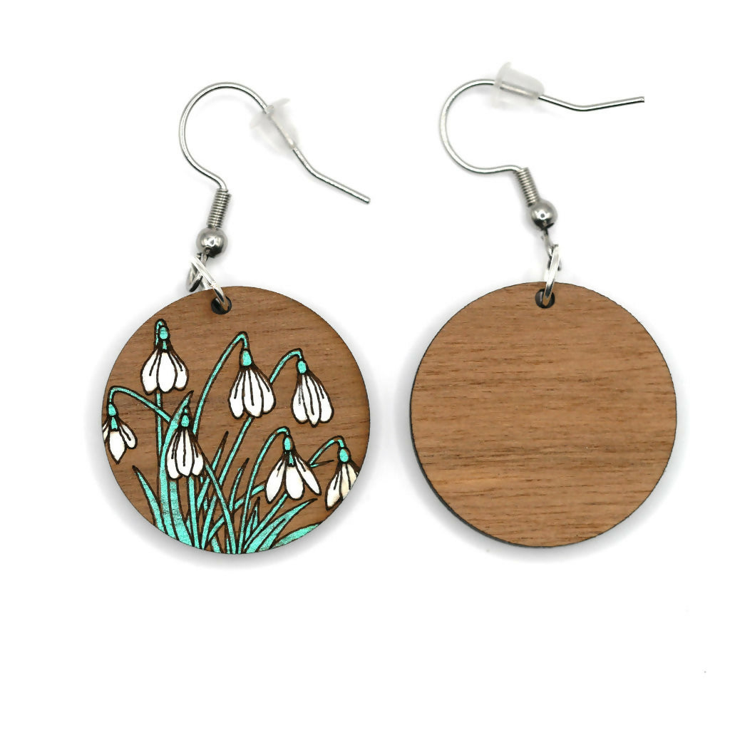 Snowdrops Dangle Earrings (Walnut)