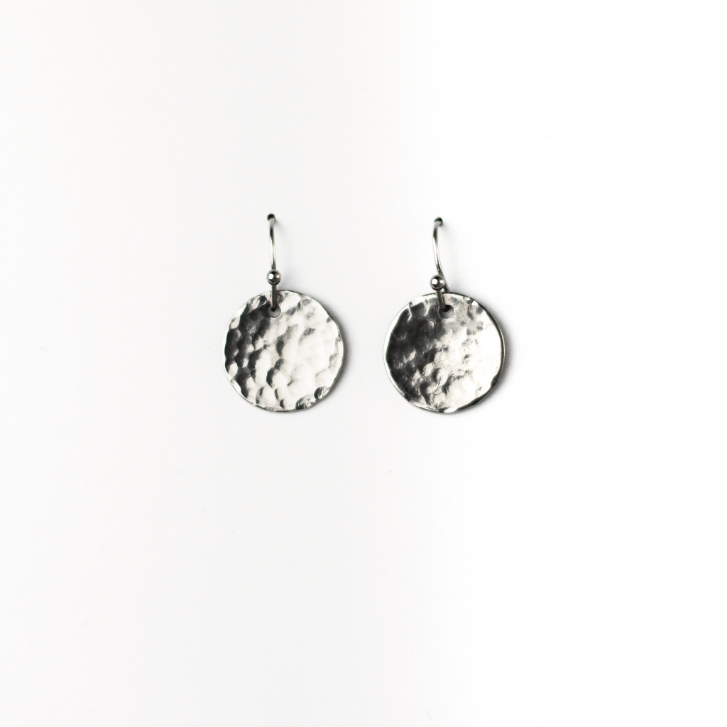 Medium Hypoallergenic Hammered Disc Earrings