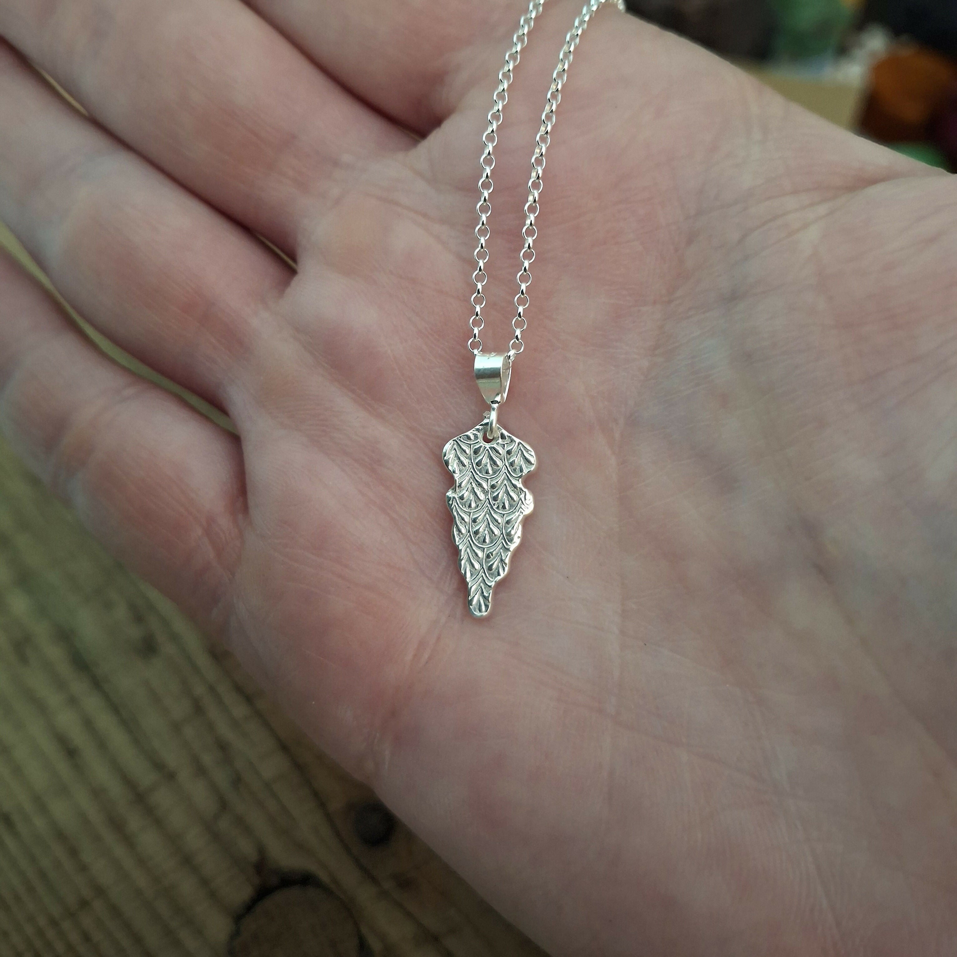Handmade Fancy Leaf Silver Charm Necklace