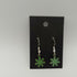 Green Flower Enamel Earrings