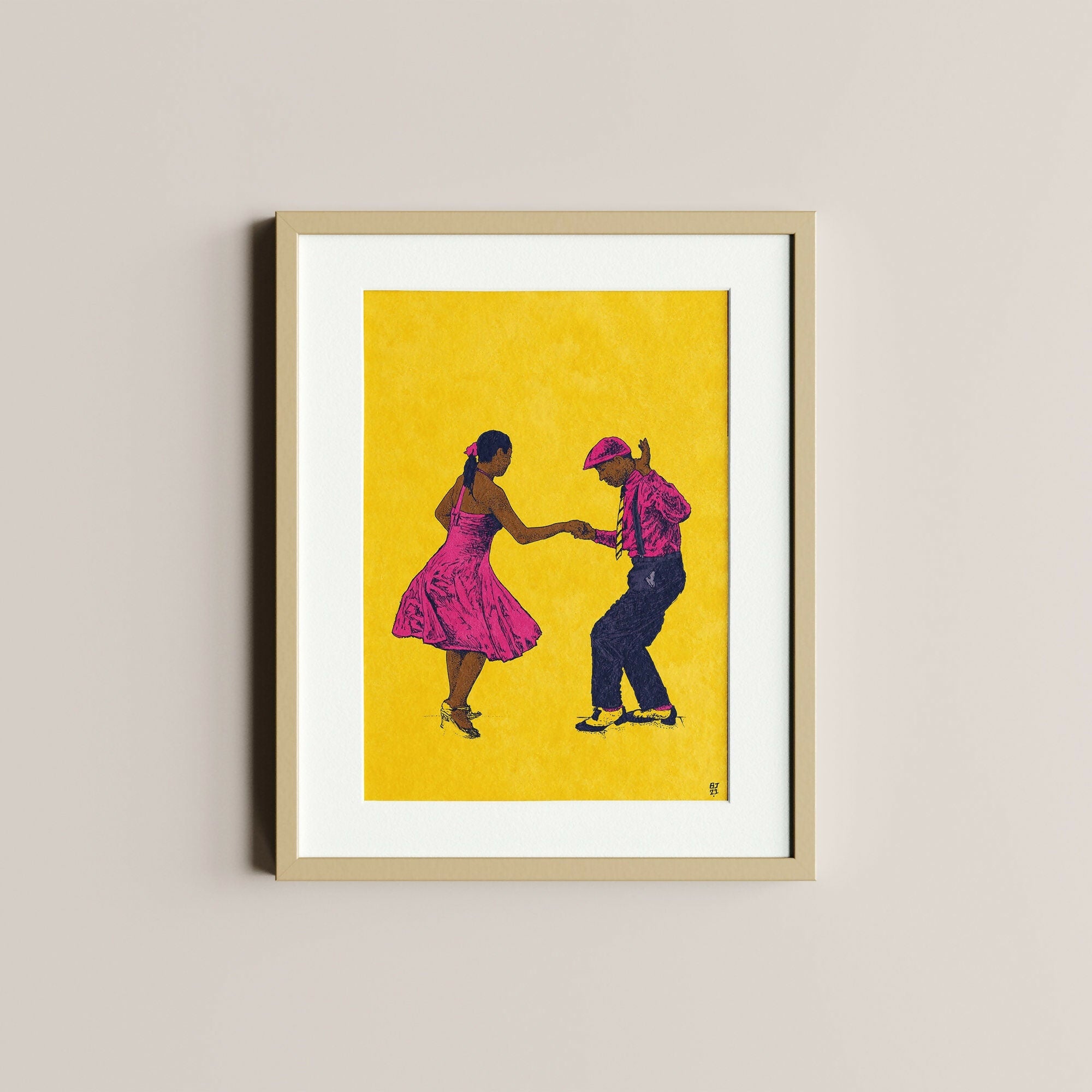 Dancers Art Print – Retro Dance Illustration