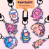 Snack Cats Glitter Keychain | Food Cat Acrylic Charm | Sparkly Bag Charm