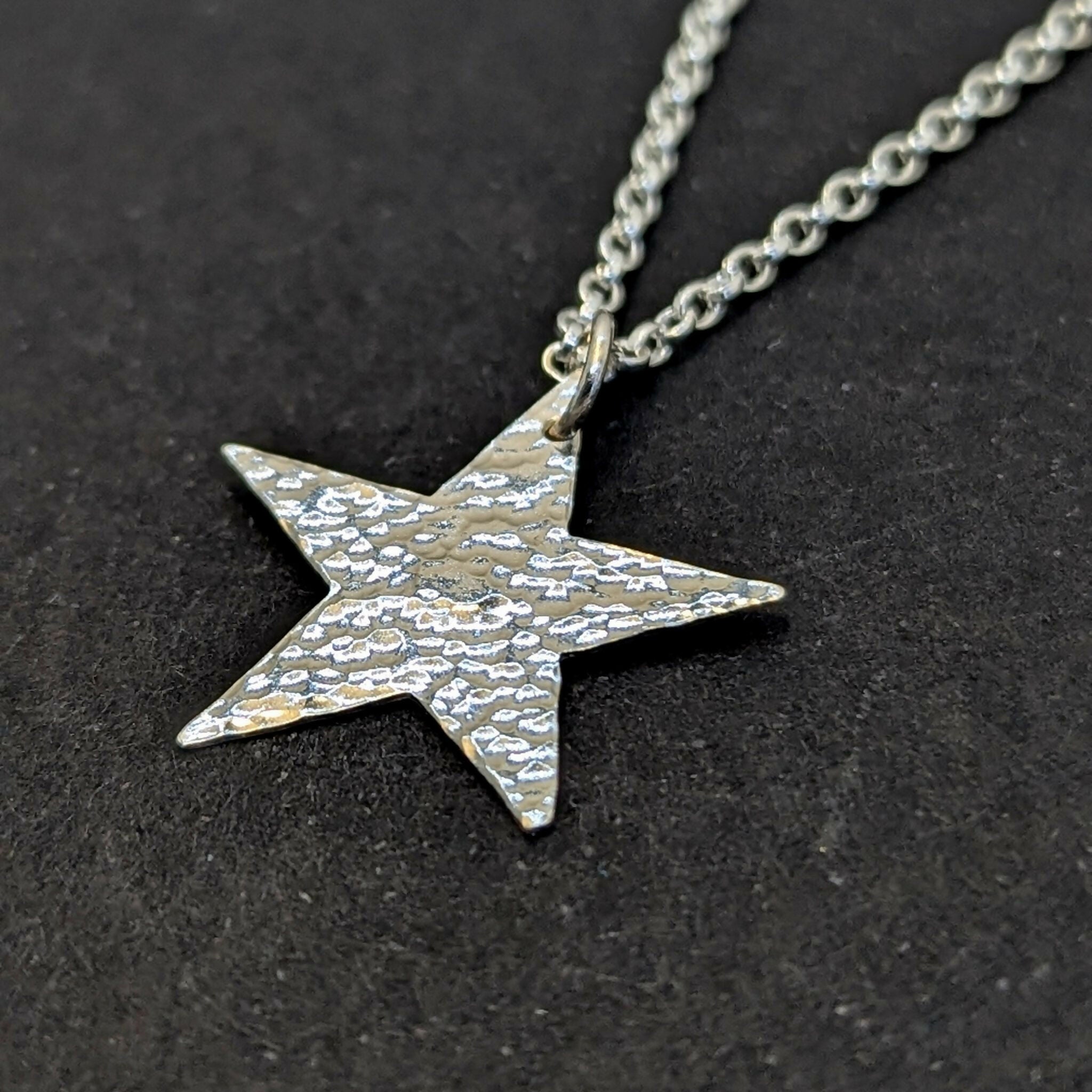 'Fallen Star' Sterling Silver Large Textured Star Pendant