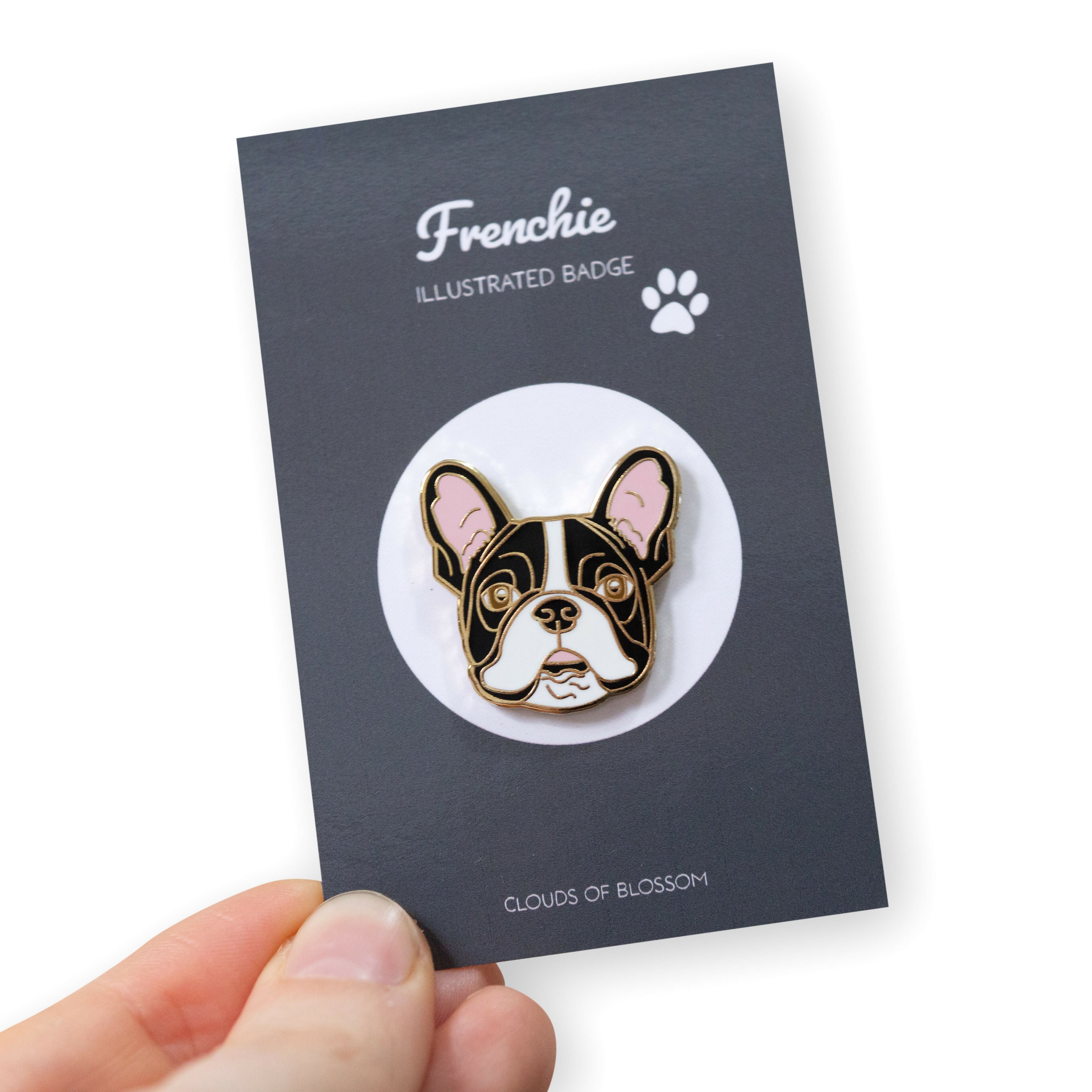 Frenchie Black and White Dog Enamel Pin Badge