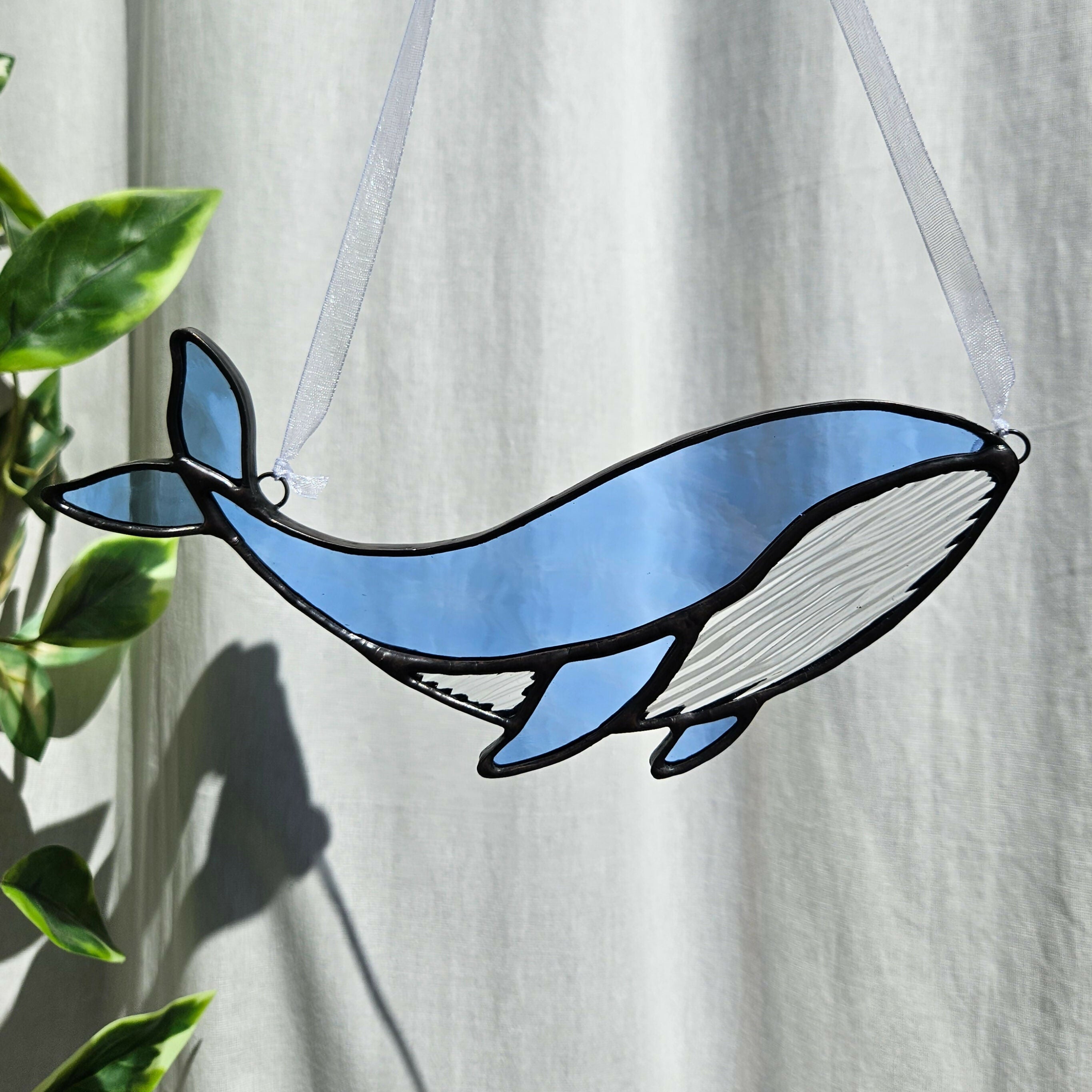 Blue Whale Stained Glass Suncatcher