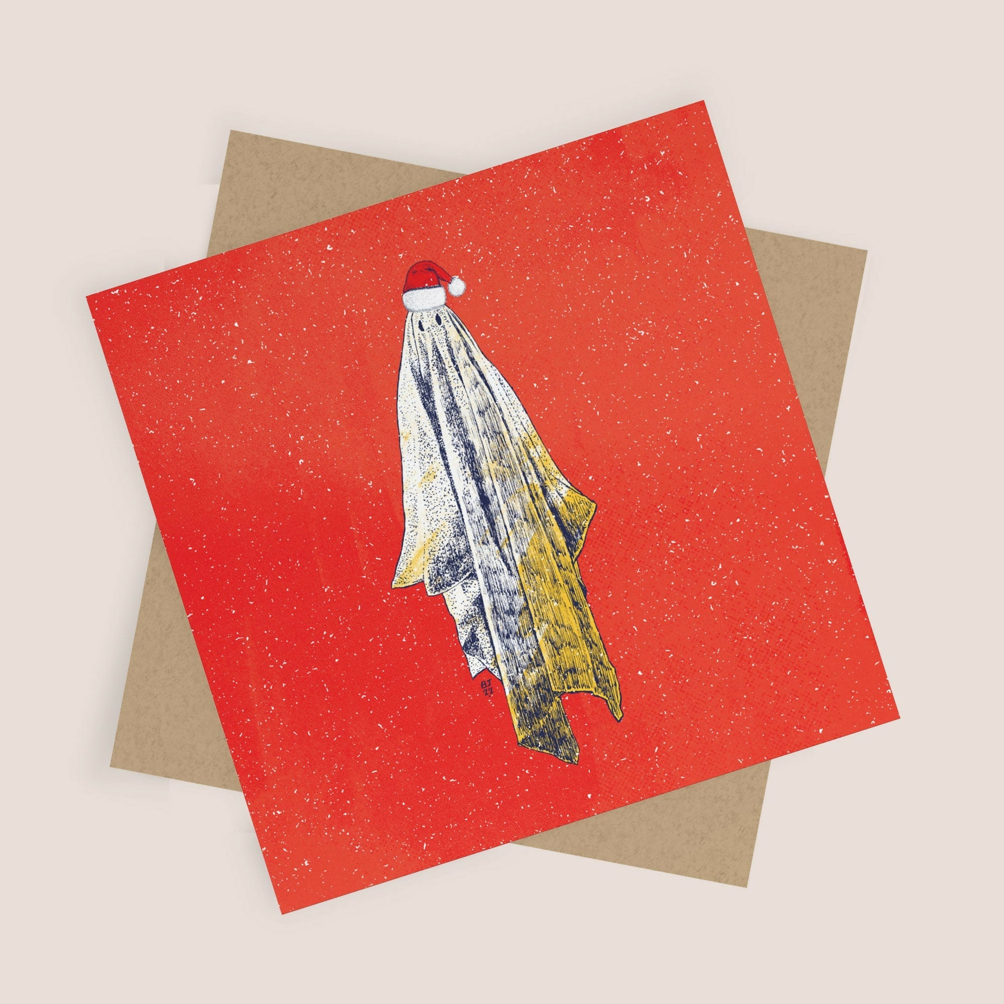 Christmas Ghost Greeting Card – Funny Festive Design by Bejojoart