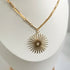 Gold Sunburst Necklace on Paperclip Chain