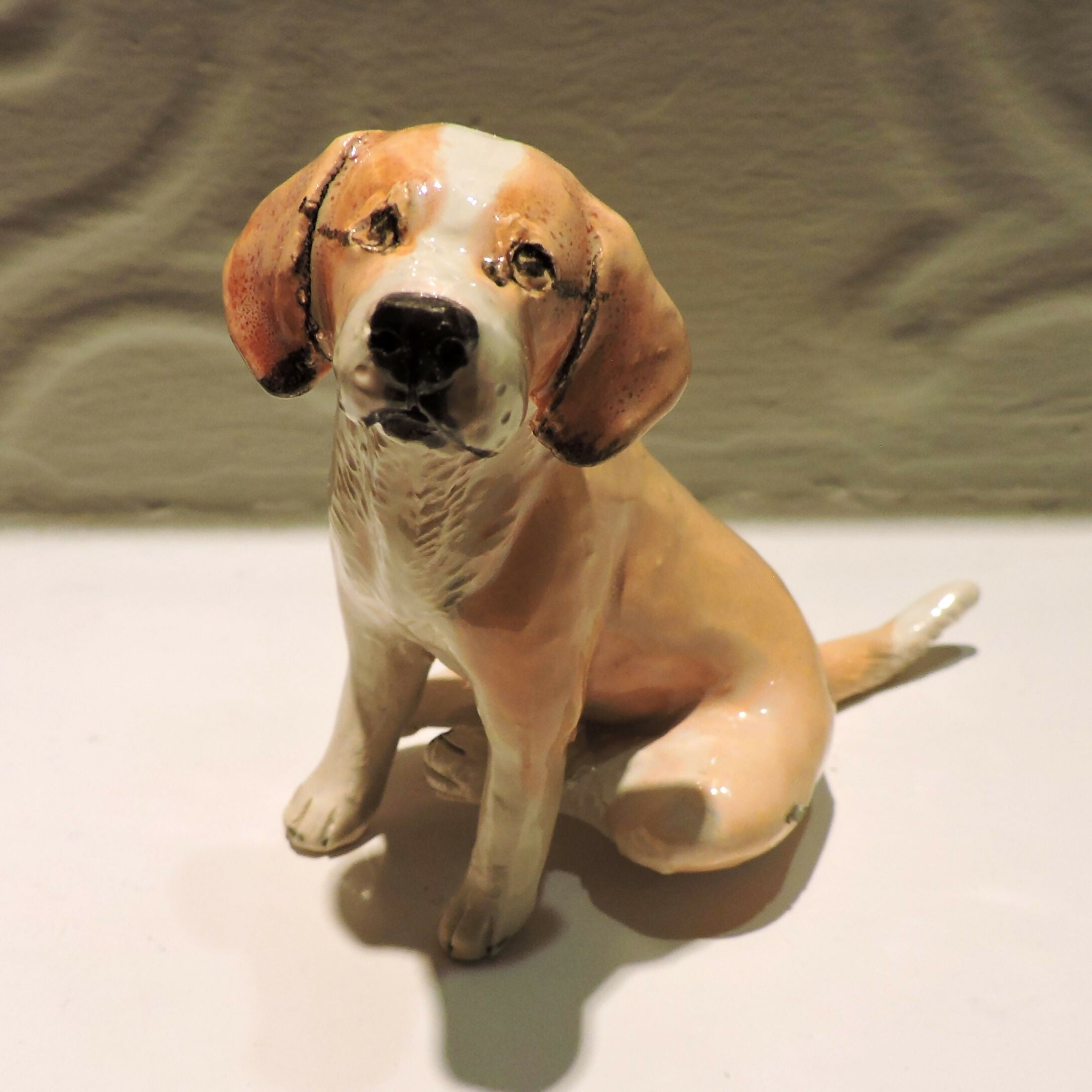 Ceramic Beagle dog sculpture