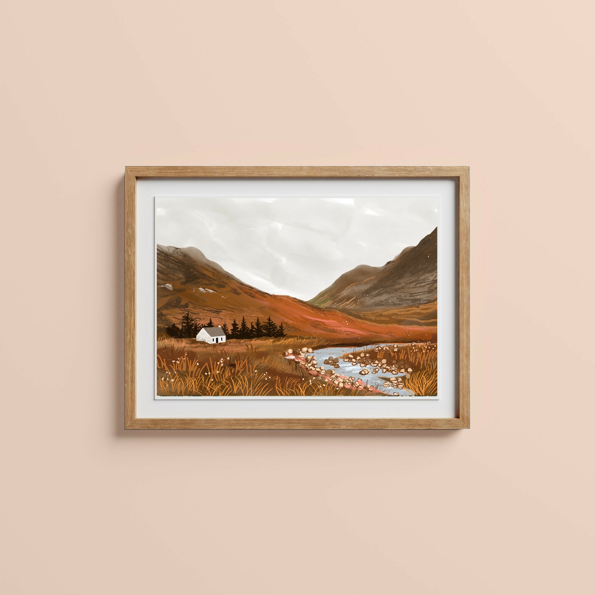 Highlands Cottage in Autumn Art Print