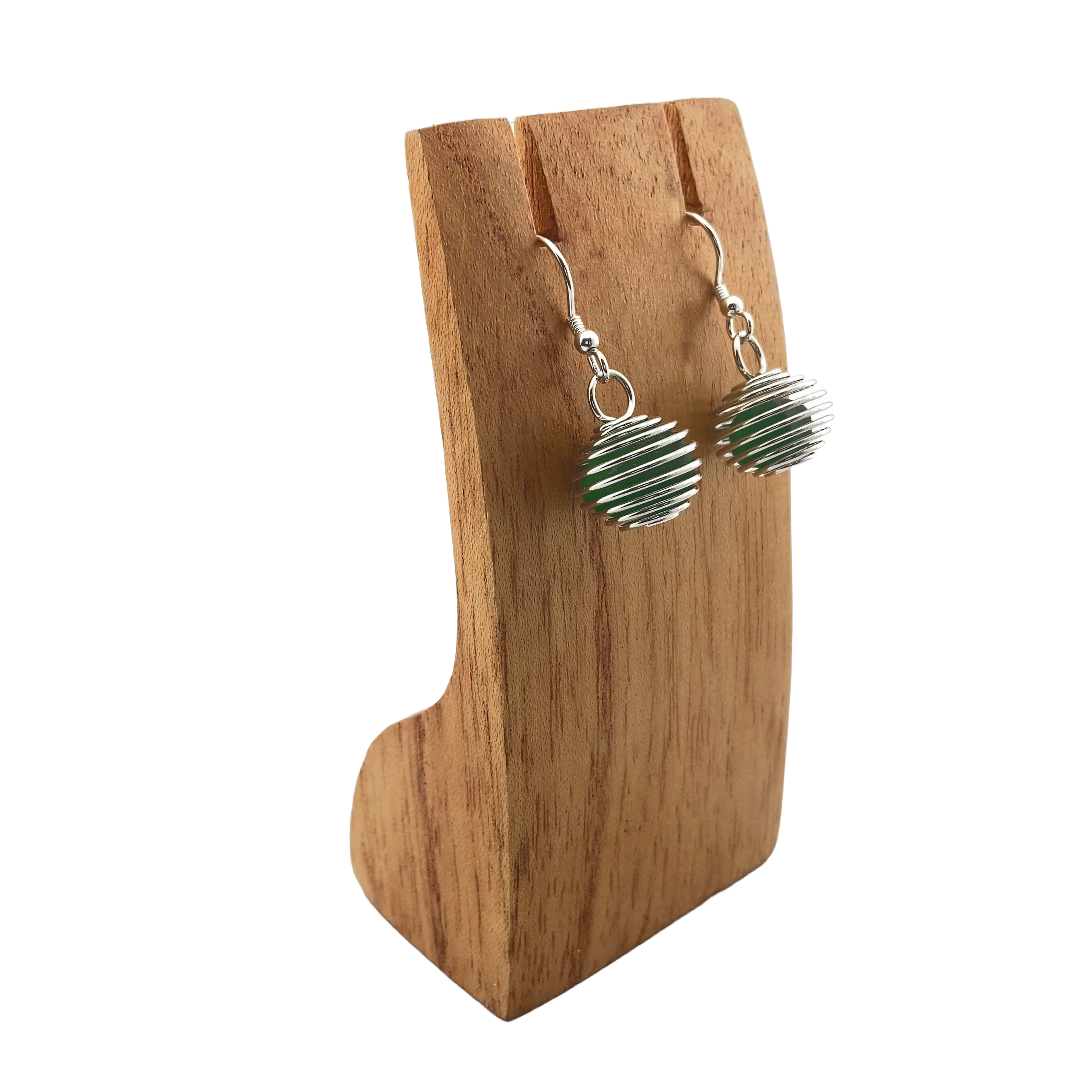 Sea Glass and Sterling Silver Earrings