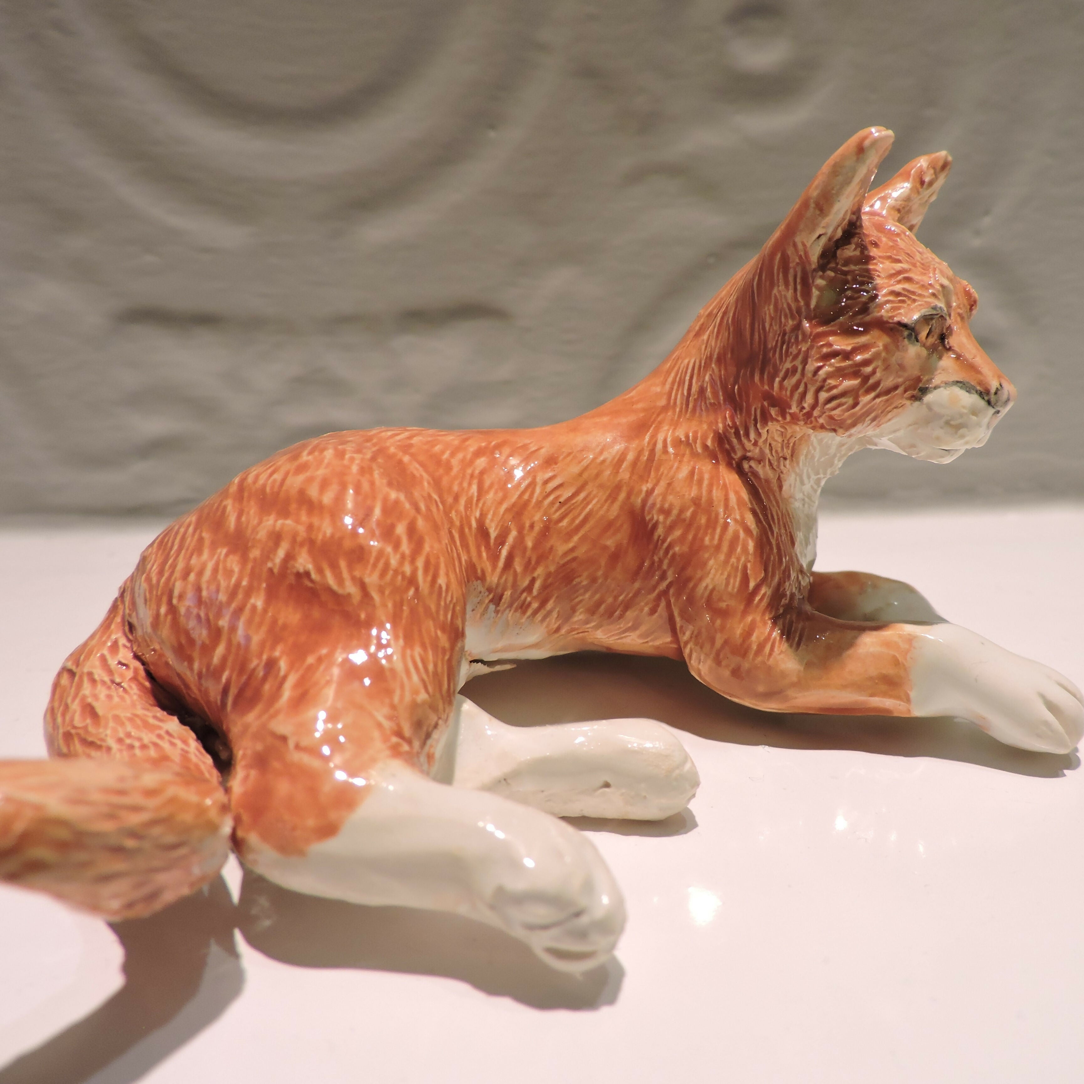 Ceramic Ginger cat sculpture