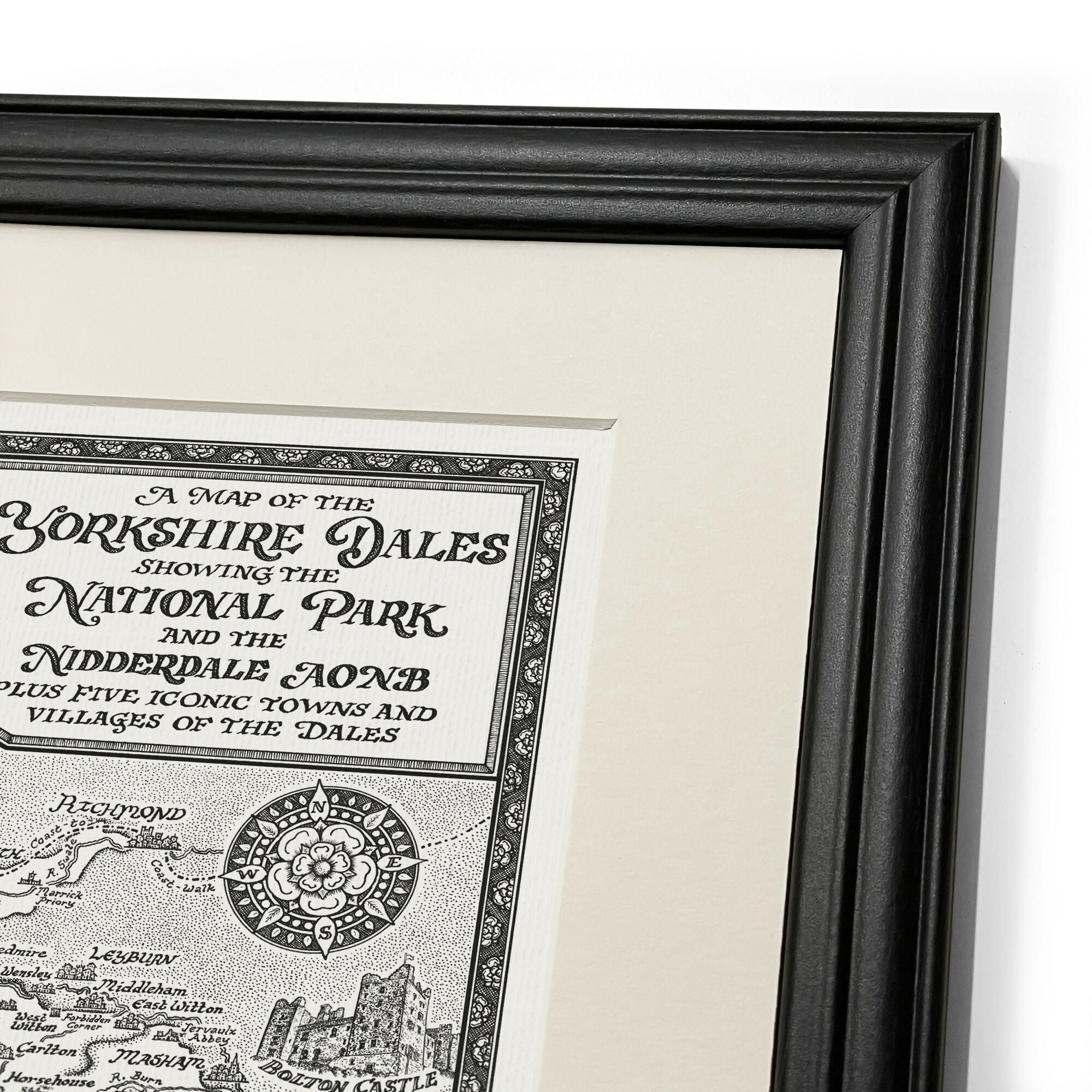 Yorkshire Dales Map Hand Drawn Fine Art Print