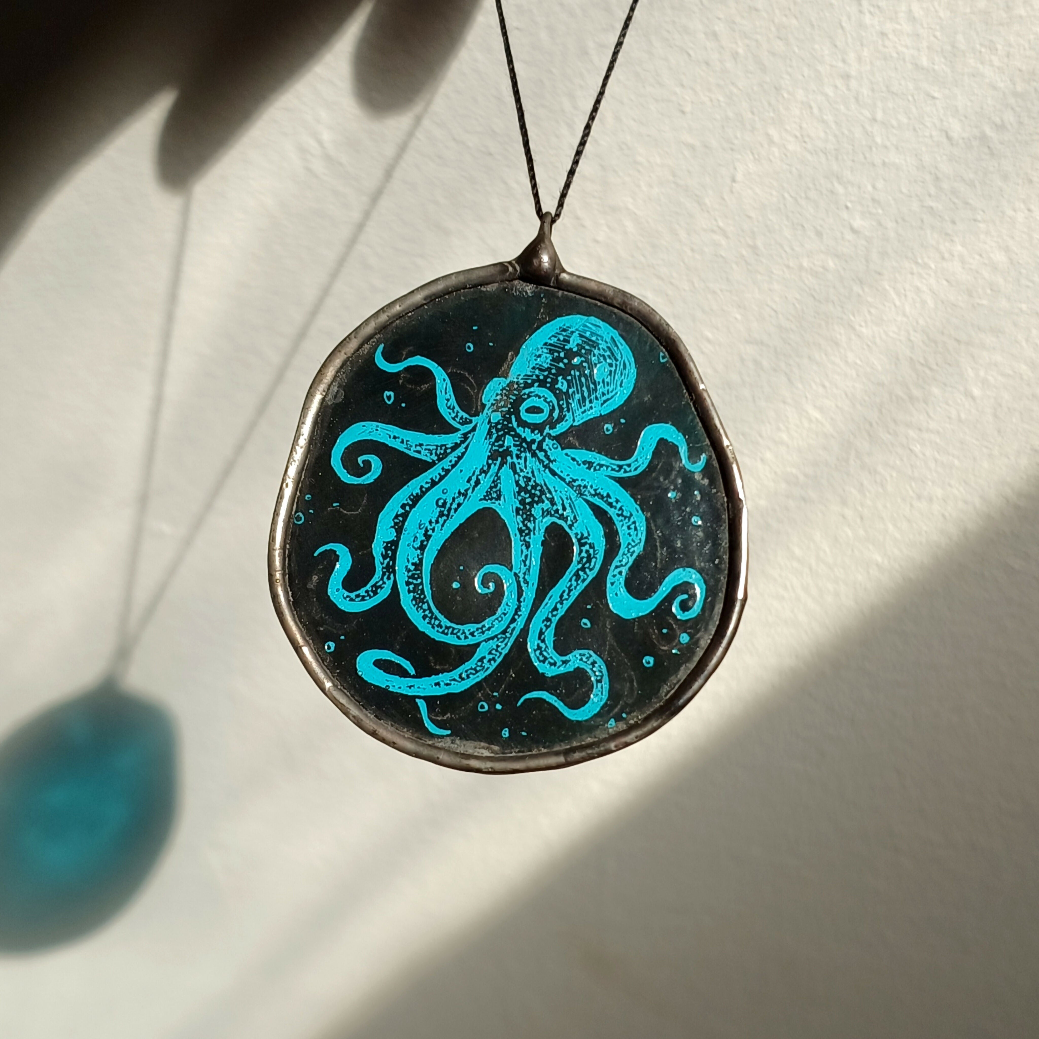 Stained Glass Octopus Window Hanging