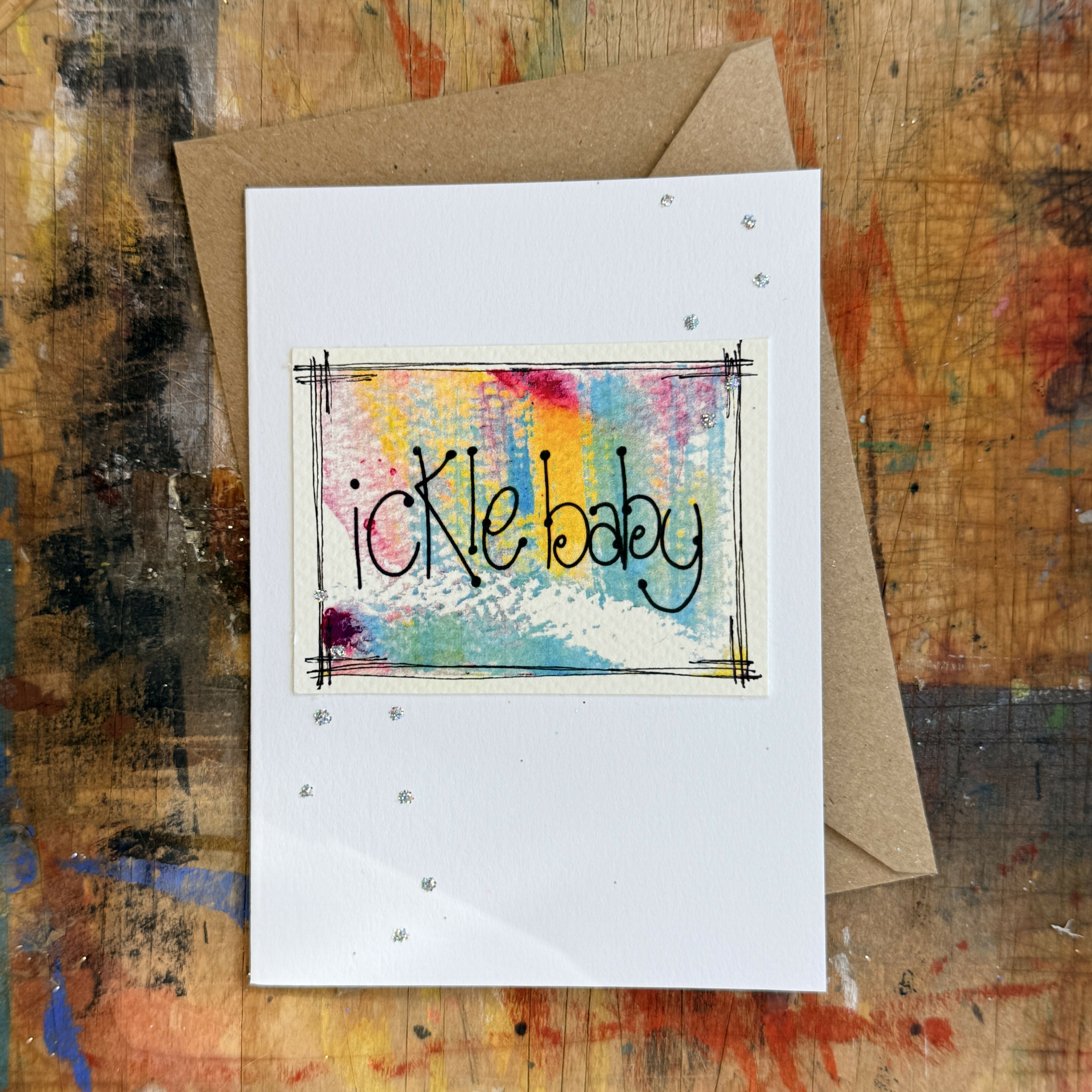 Abstract Ickle Baby Card in Blue