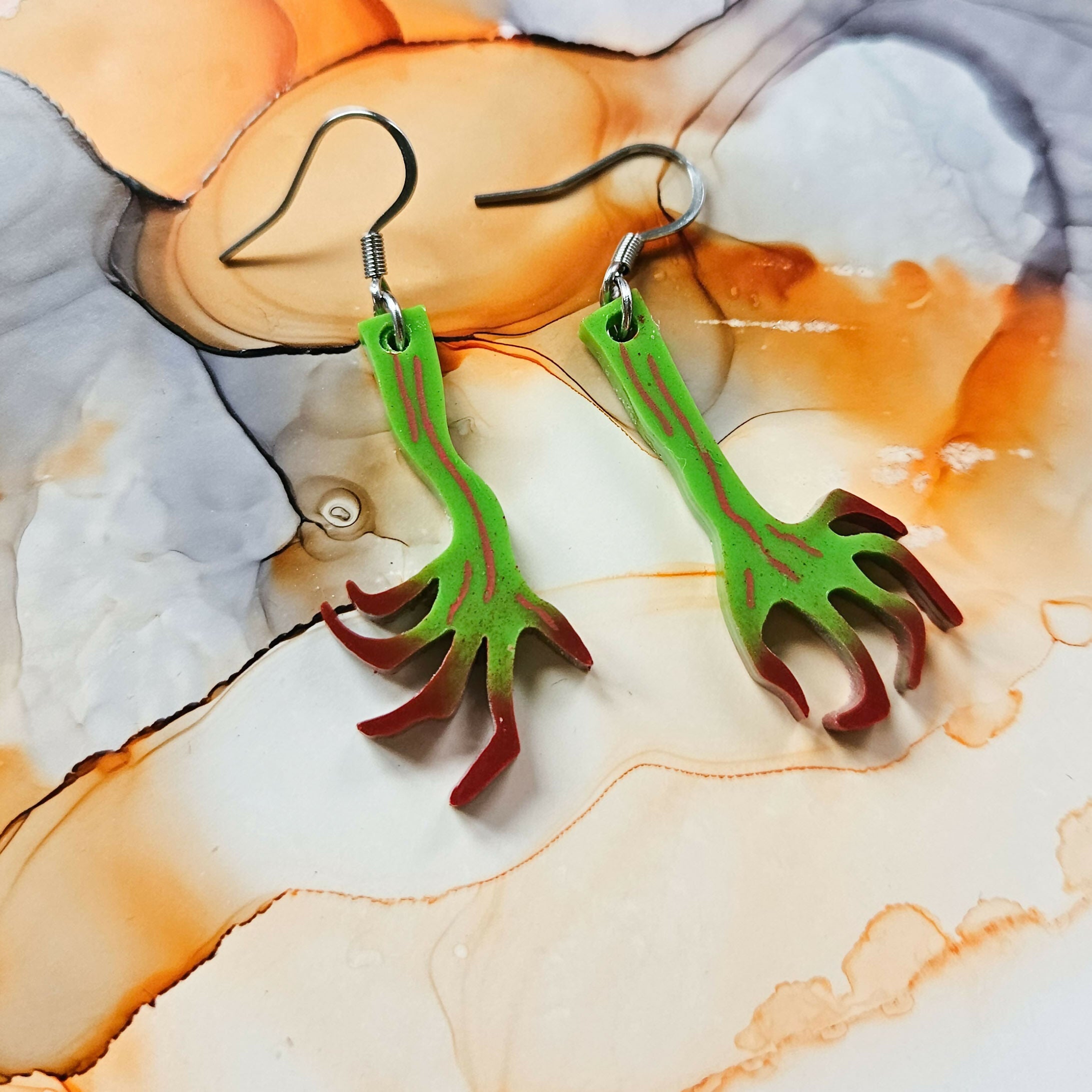 Handmade Resin Zombie Hands Dangle Earrings