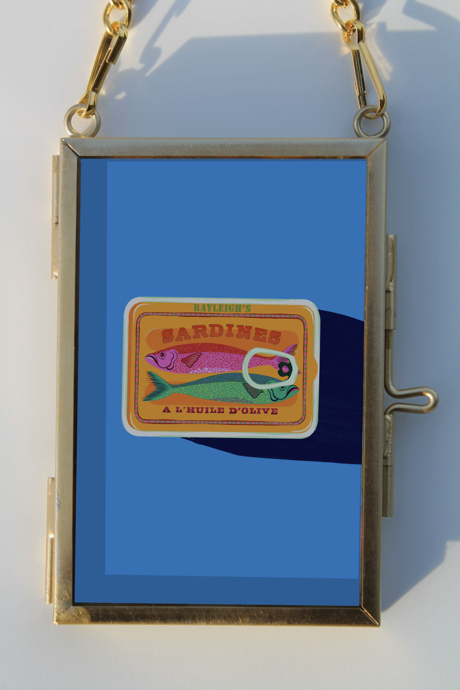Gold Glass Mini Framed Sardine Art