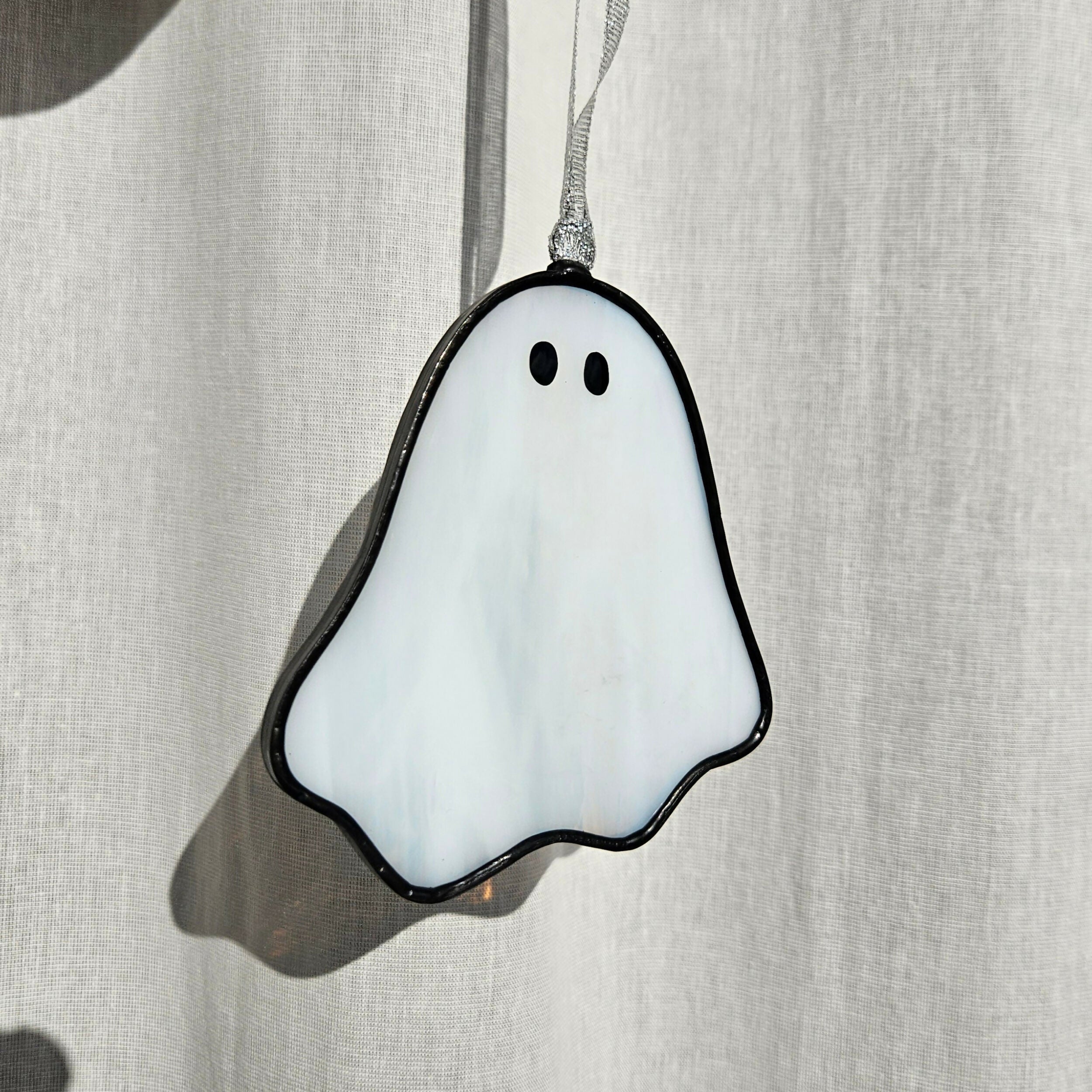 Streaky White Ghost Stained Glass Decoration