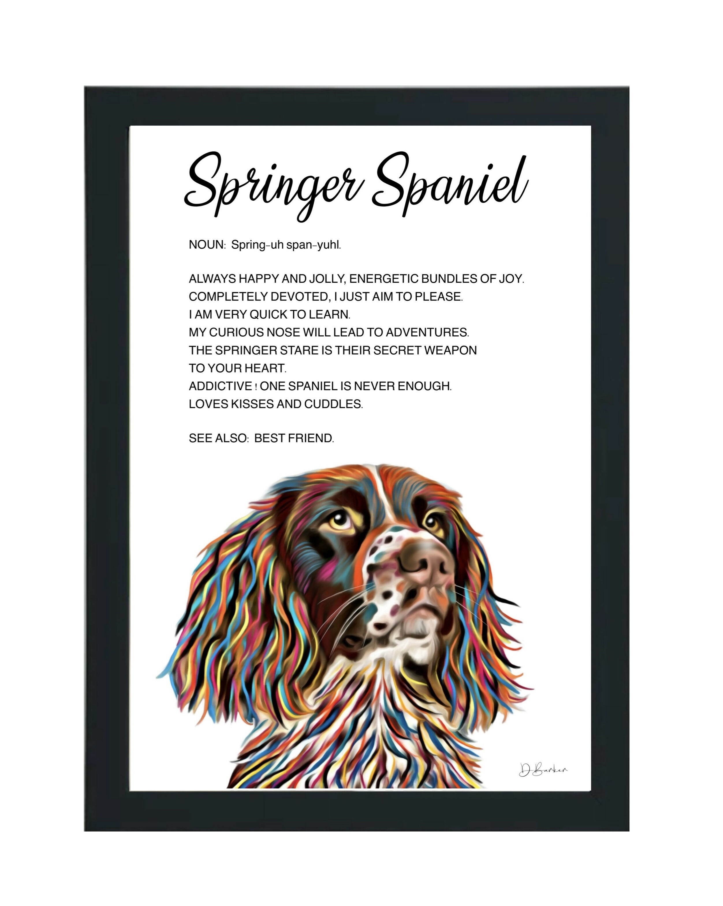 Springer Spaniel - Definition Quote - Framed Artwork.