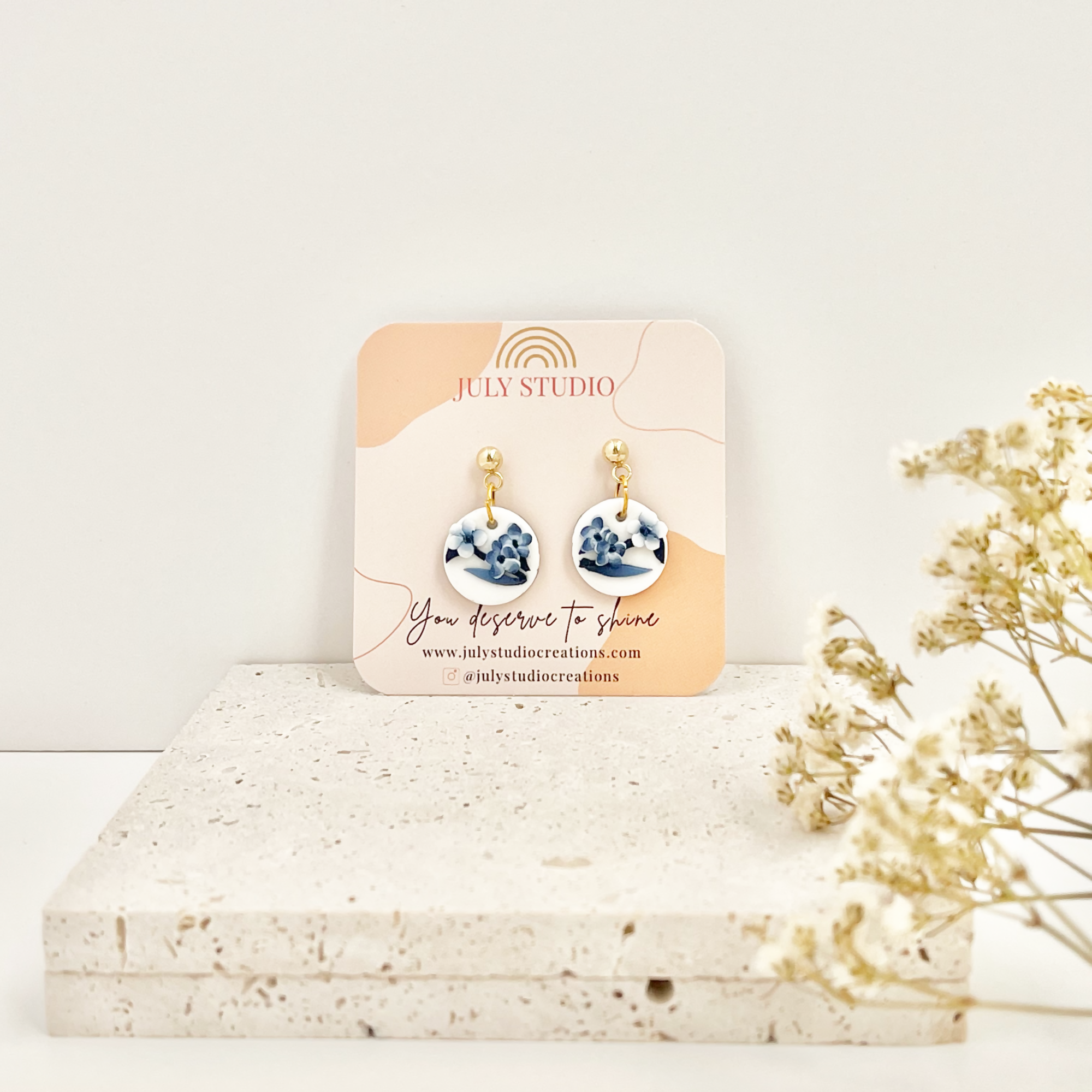 Blue China No. 6 - Handmade Polymer Clay Earrings
