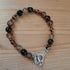 Tibetan Silver Toggle Catch Bracelet with Faceted Smokey Quartz, Brown Quartz & Copper Hematite.