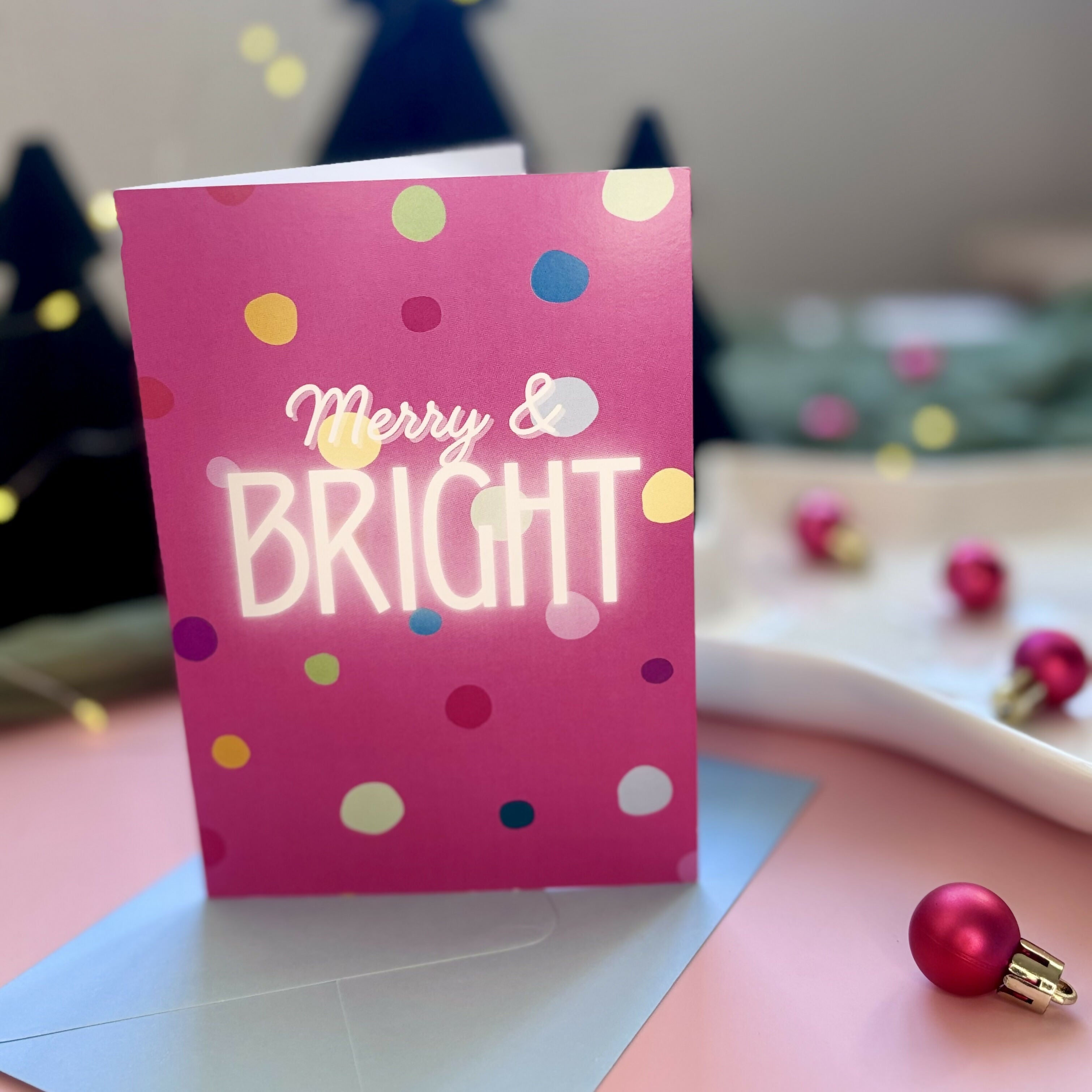 Merry & Bright Polka Dot Christmas Card