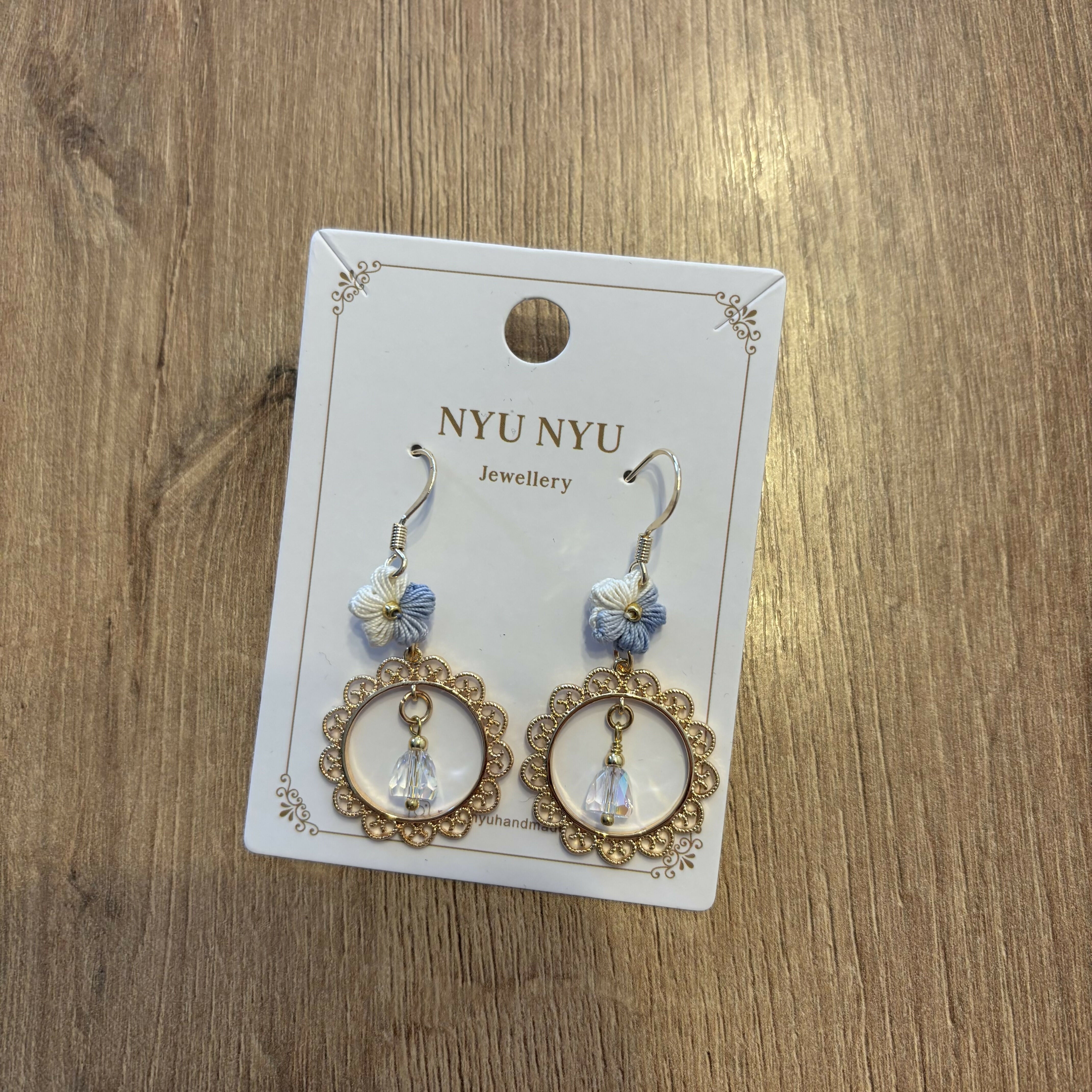 Micro Crochet Flower Dangles Earrings