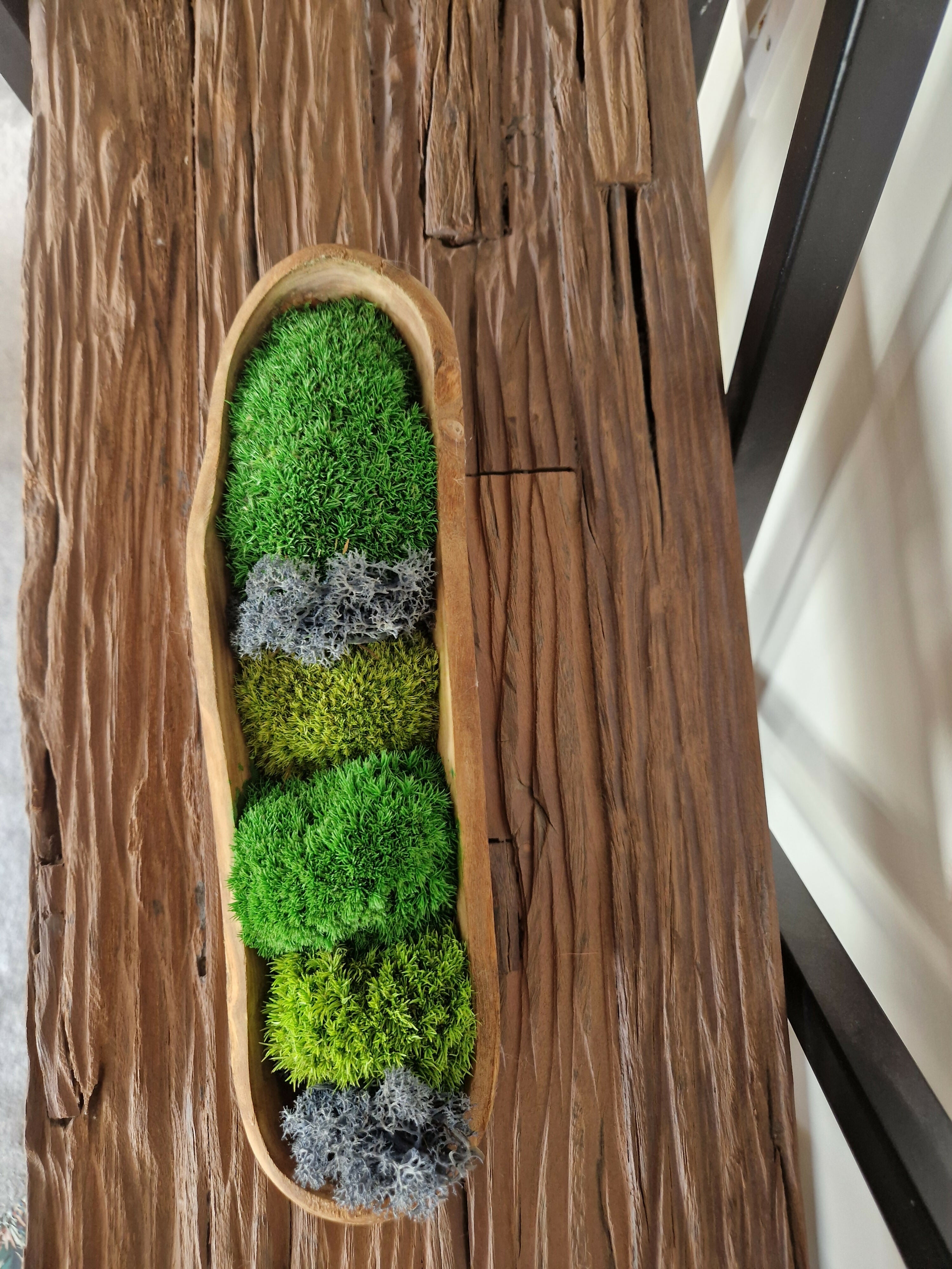 Natural Pillow Bun Moss Teak Bowl