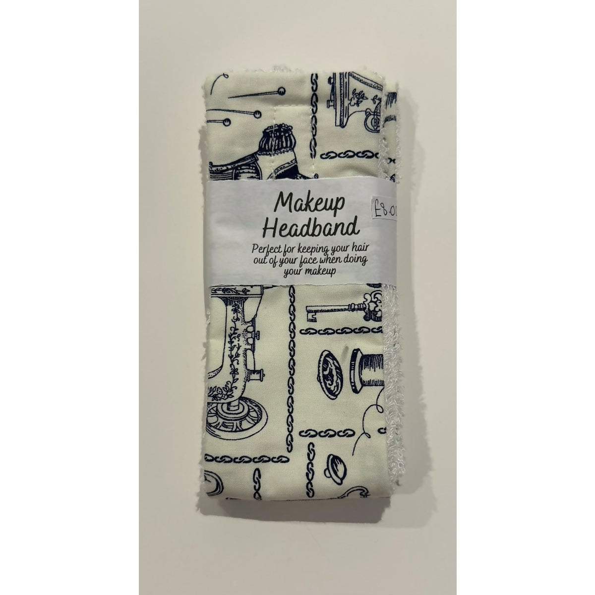 Cream Sewing Seamstress Makeup Spa Headband with Adjustable Velcro Strap