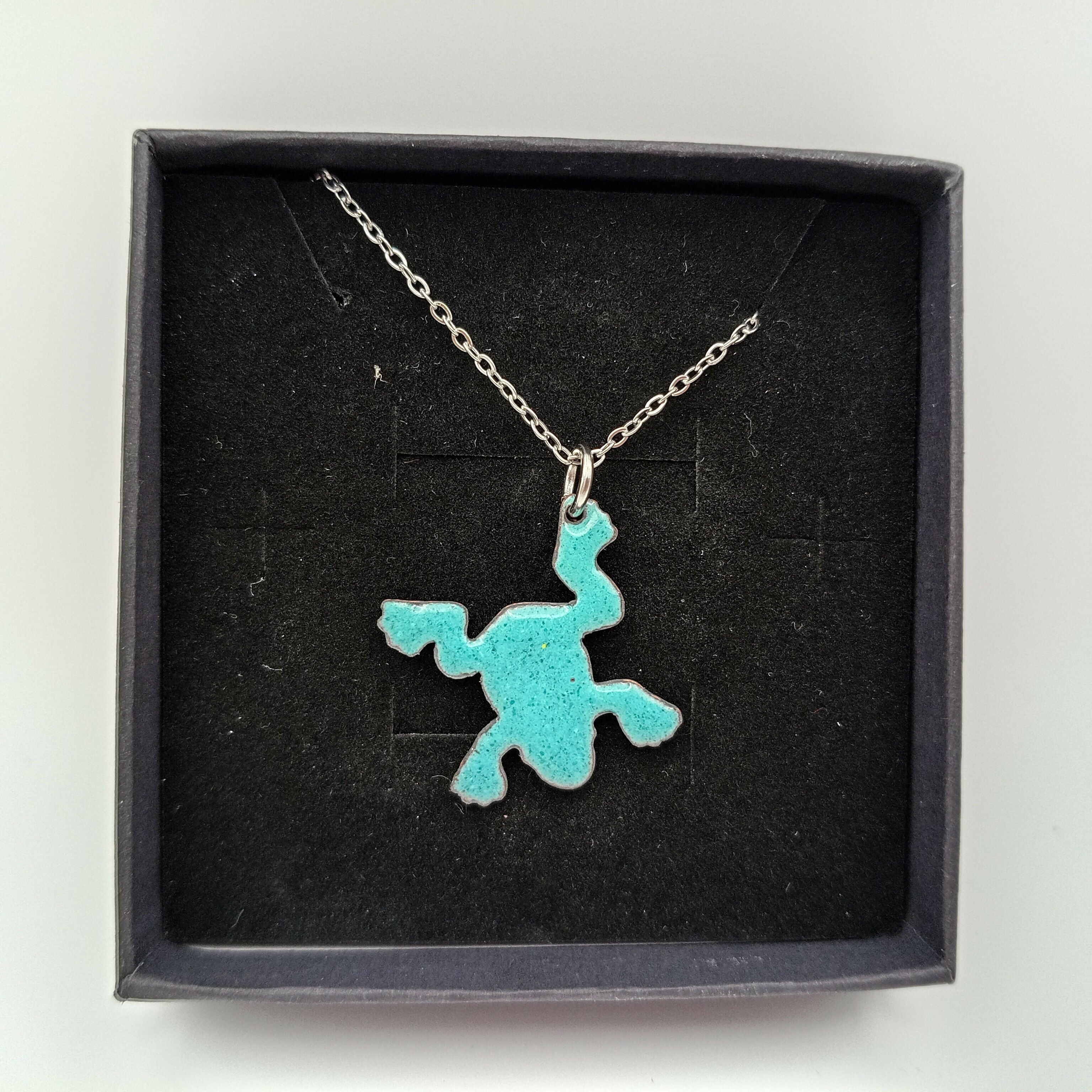 Onyx Green Enamel Frog Pendant