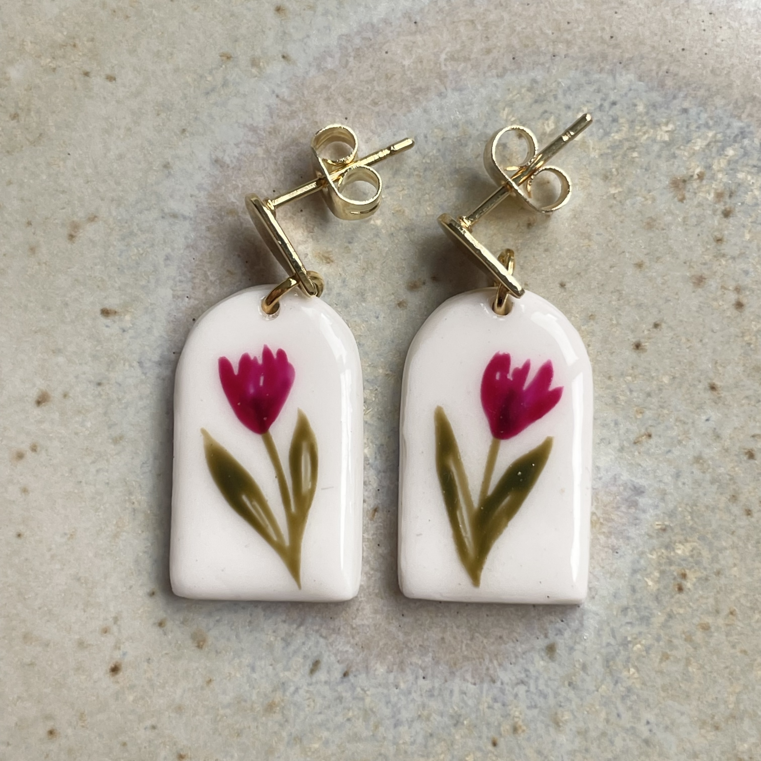 Tulip Earrings With Gold Plated Fastenings