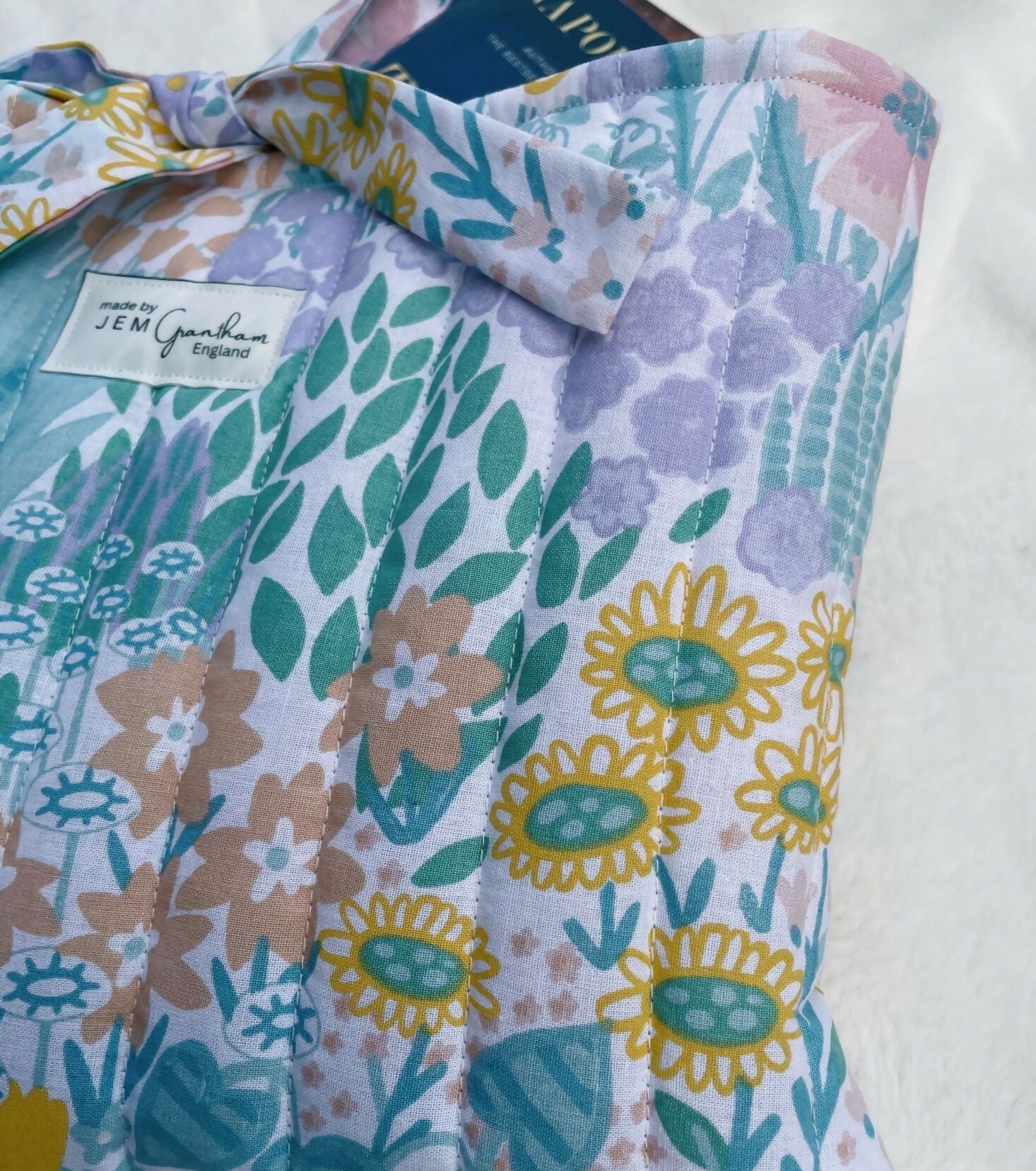 Handmade Quilted Book Sleeves with Ribbon Closure Meadow Prints