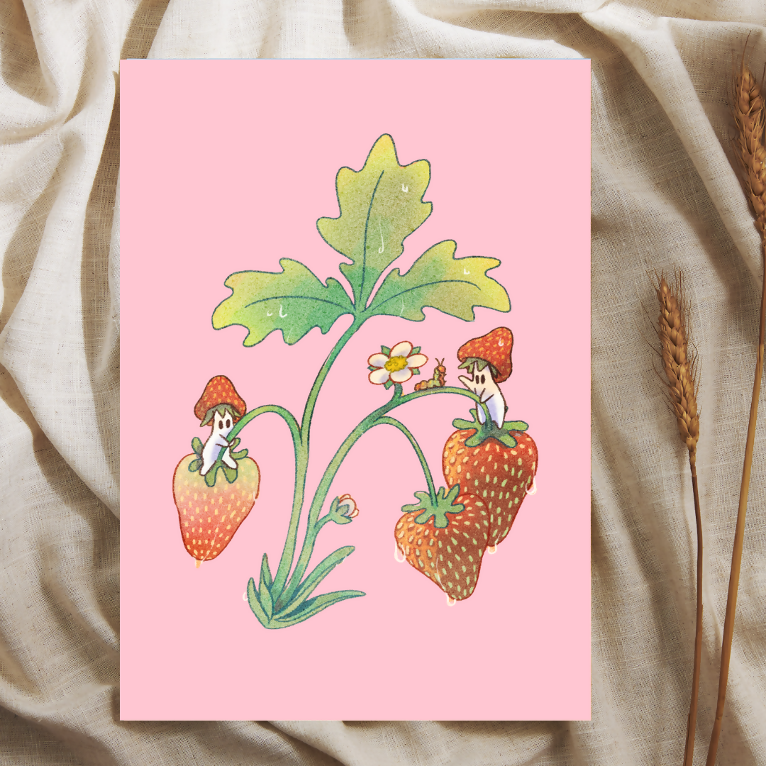 Pink Strawberry A6 Print