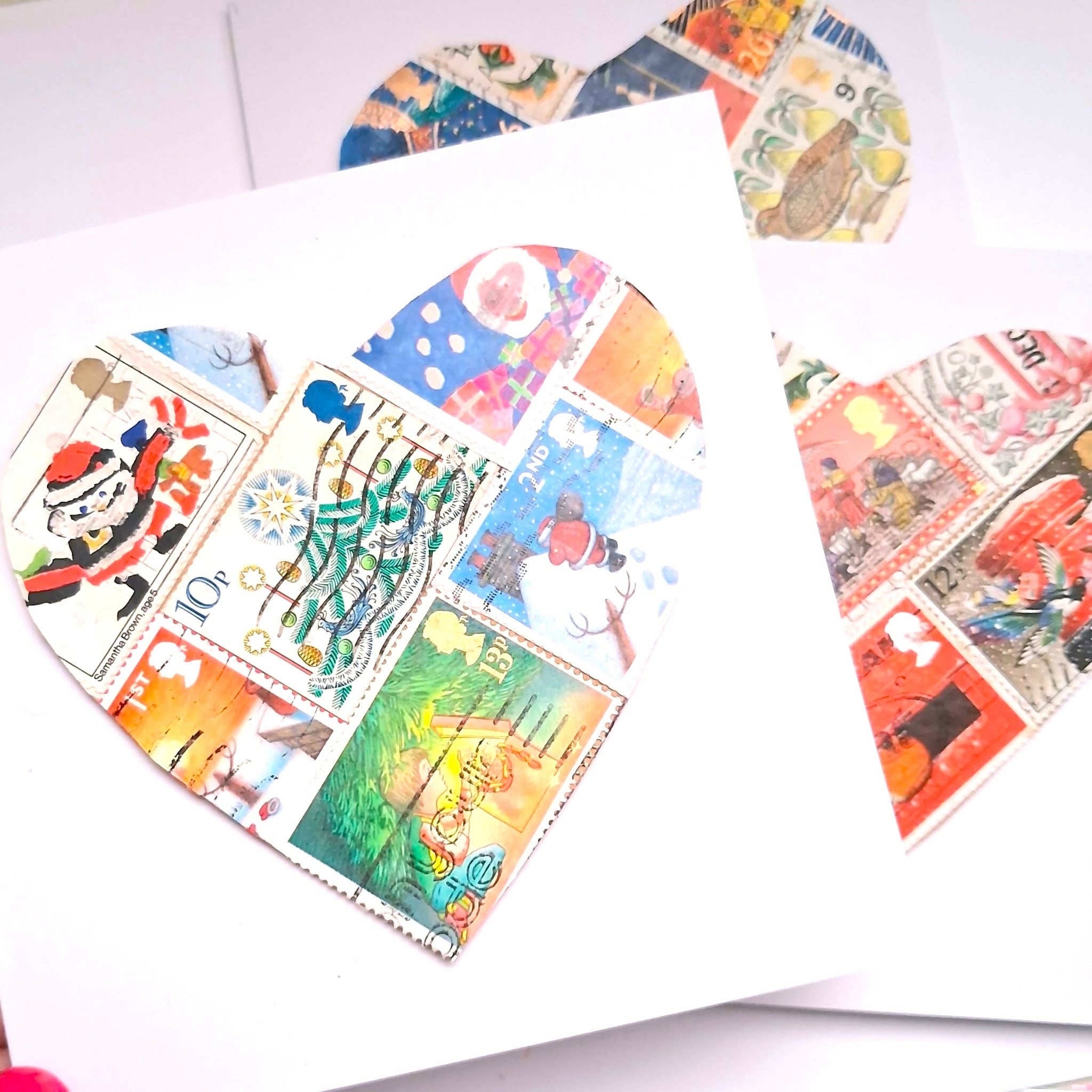 Postage Stamps Heart Christmas Card