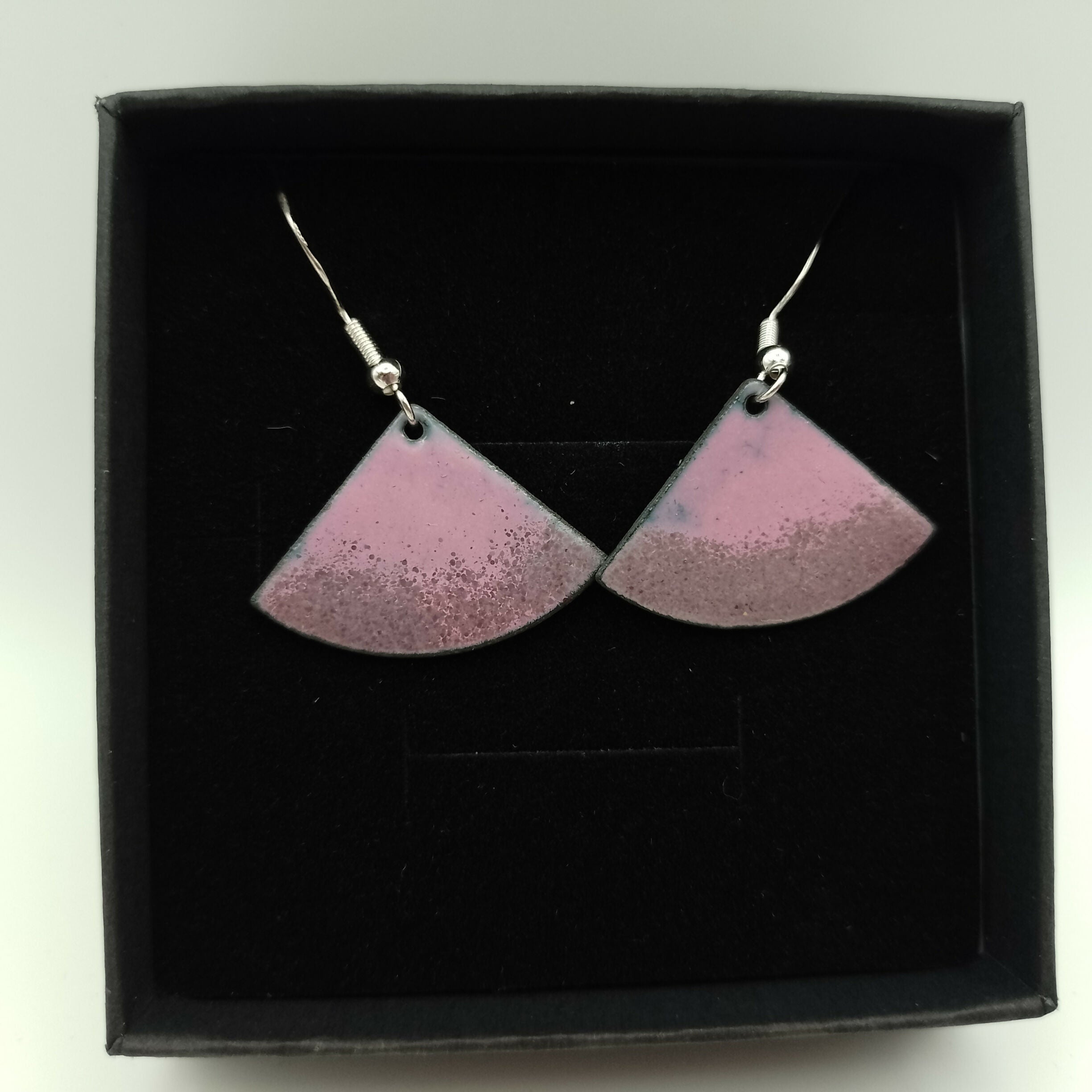 Pink and Purple Fan Enamel Earrings