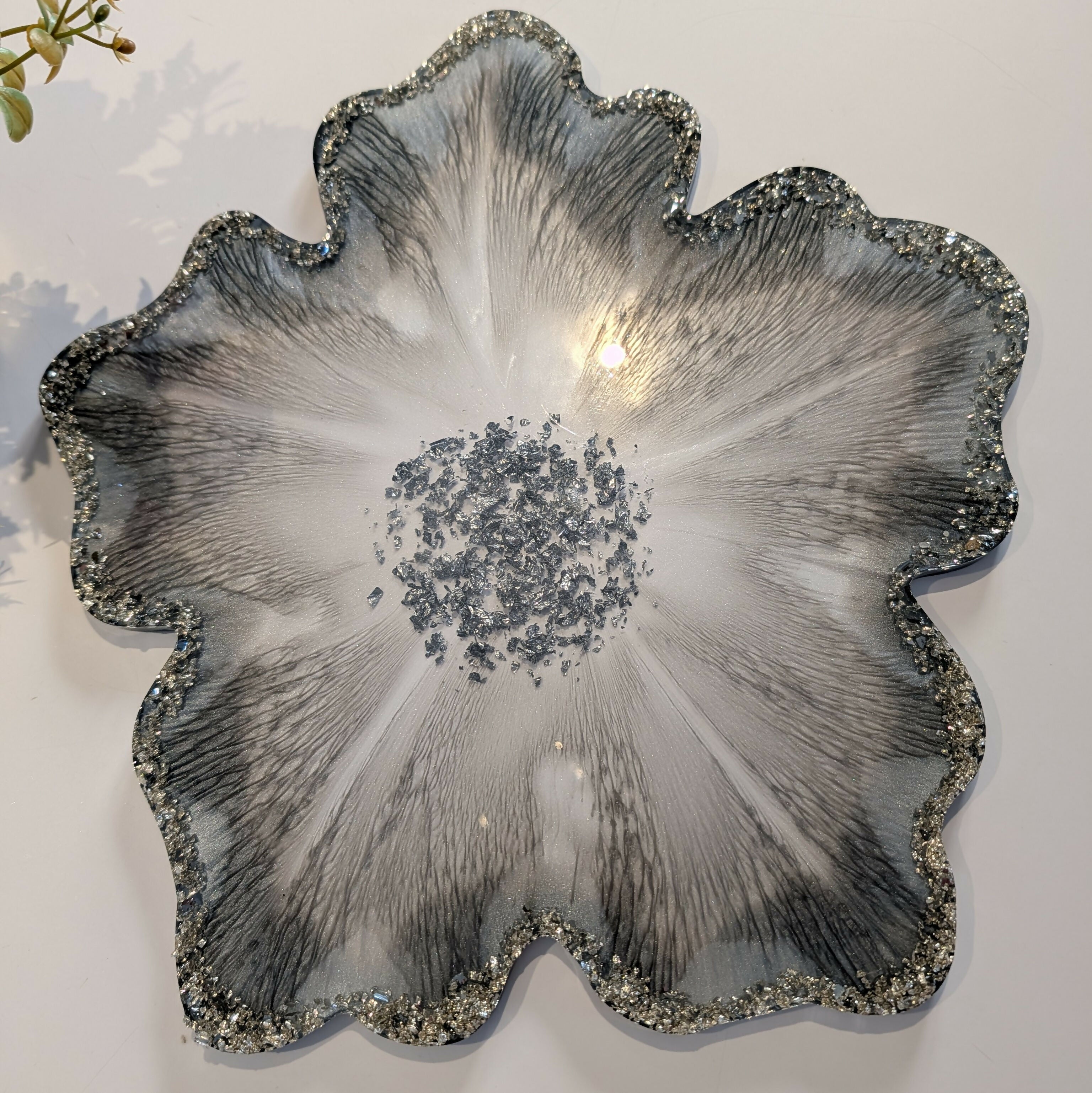 ELEGANT SILVER GREY HANDMADE WITH STONE TRAY AND COASTERS SET