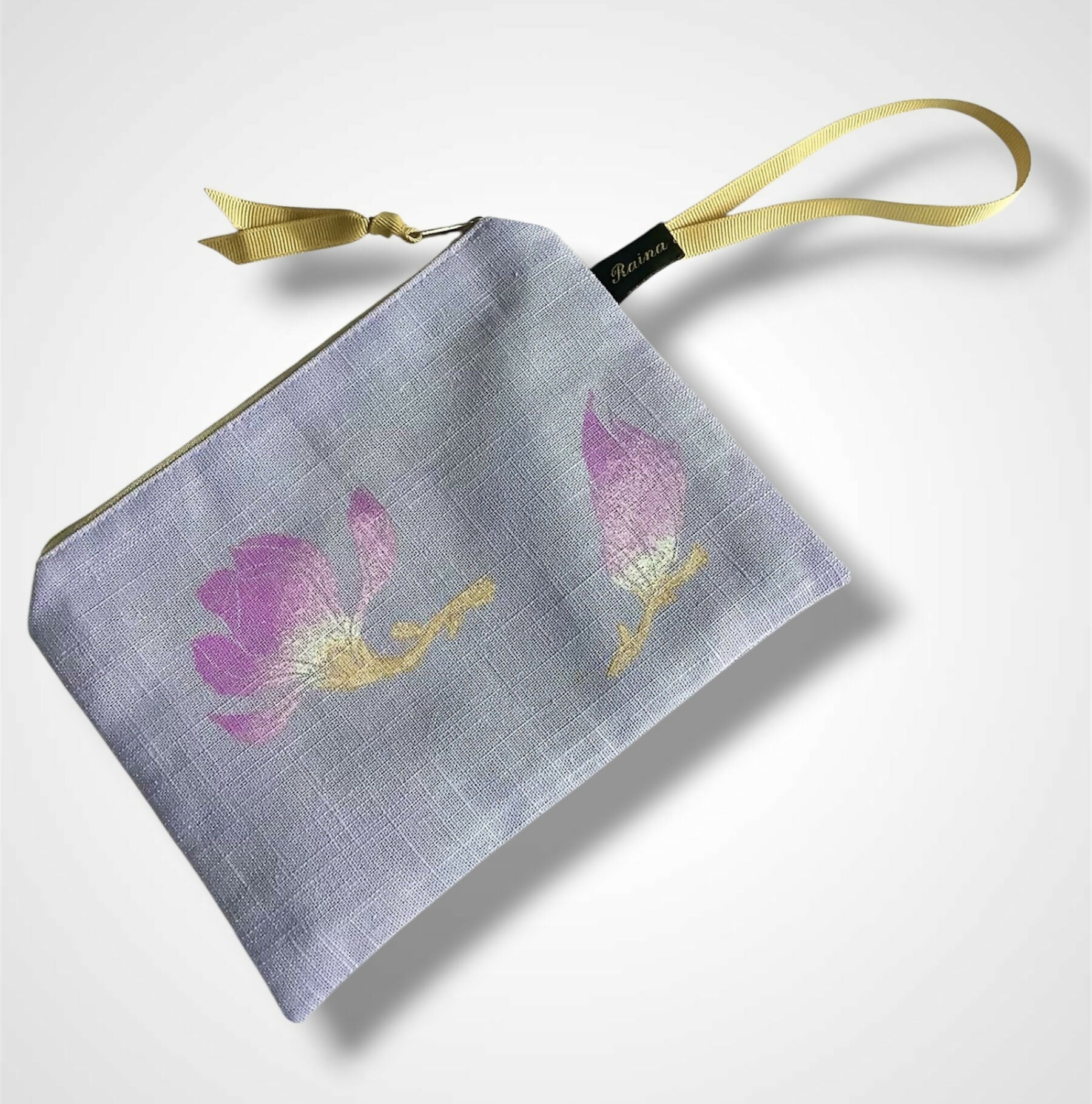 Lilac Magnolias Linen Women’s Zip-Up Pouch