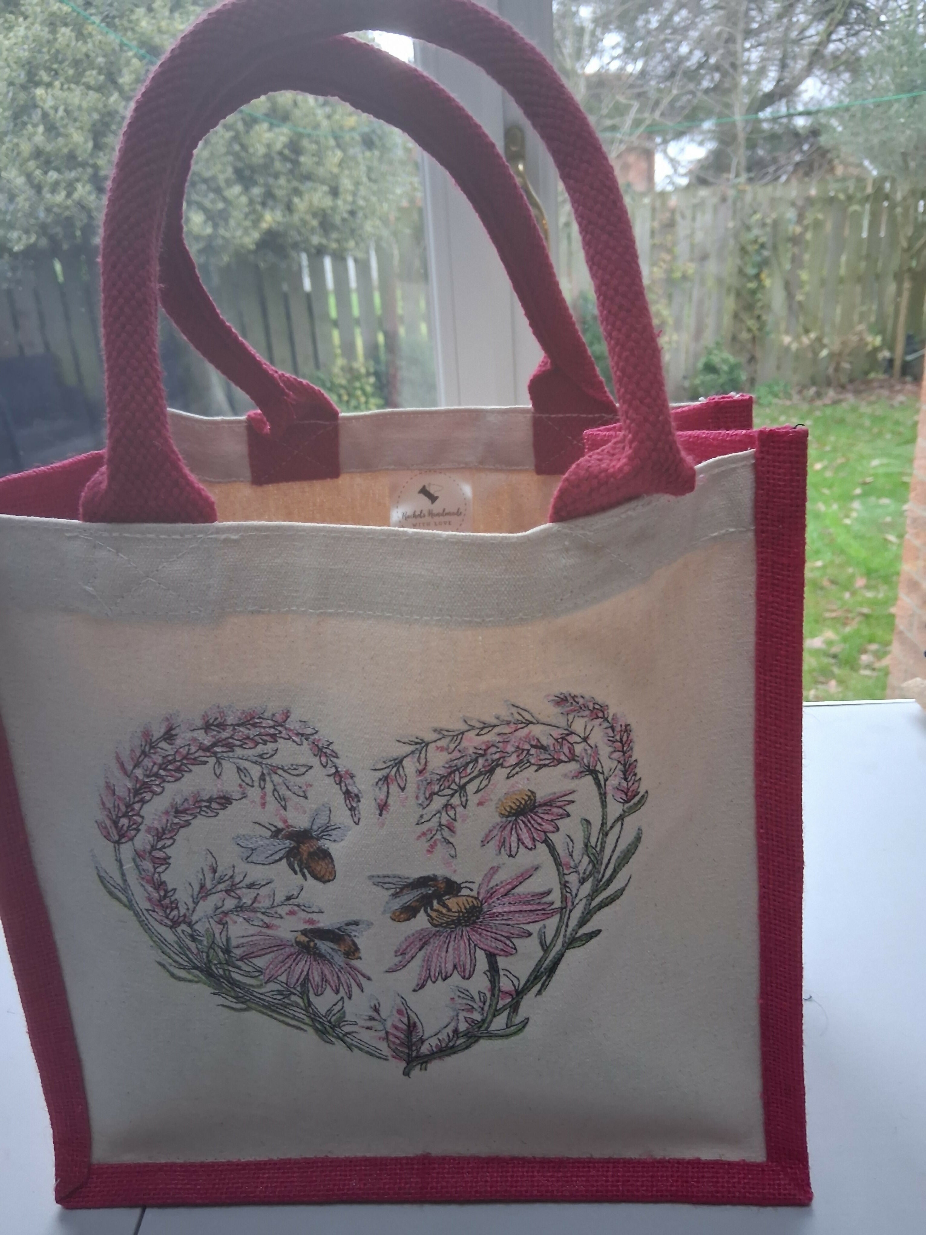 Embroidered Hessian Tote Shopper