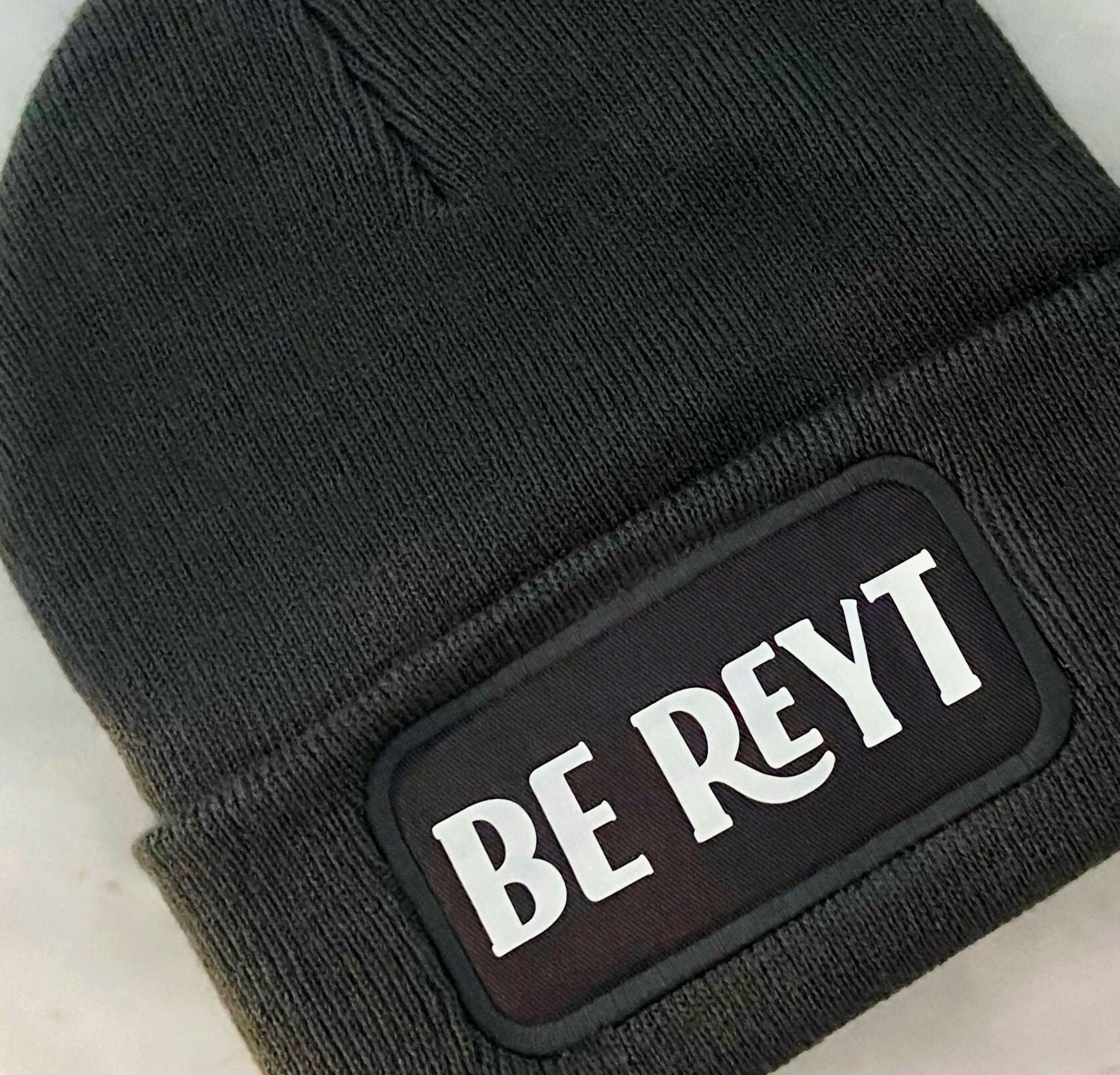 Be Reyt Cuffed Rectangular Patch Beanie Hat