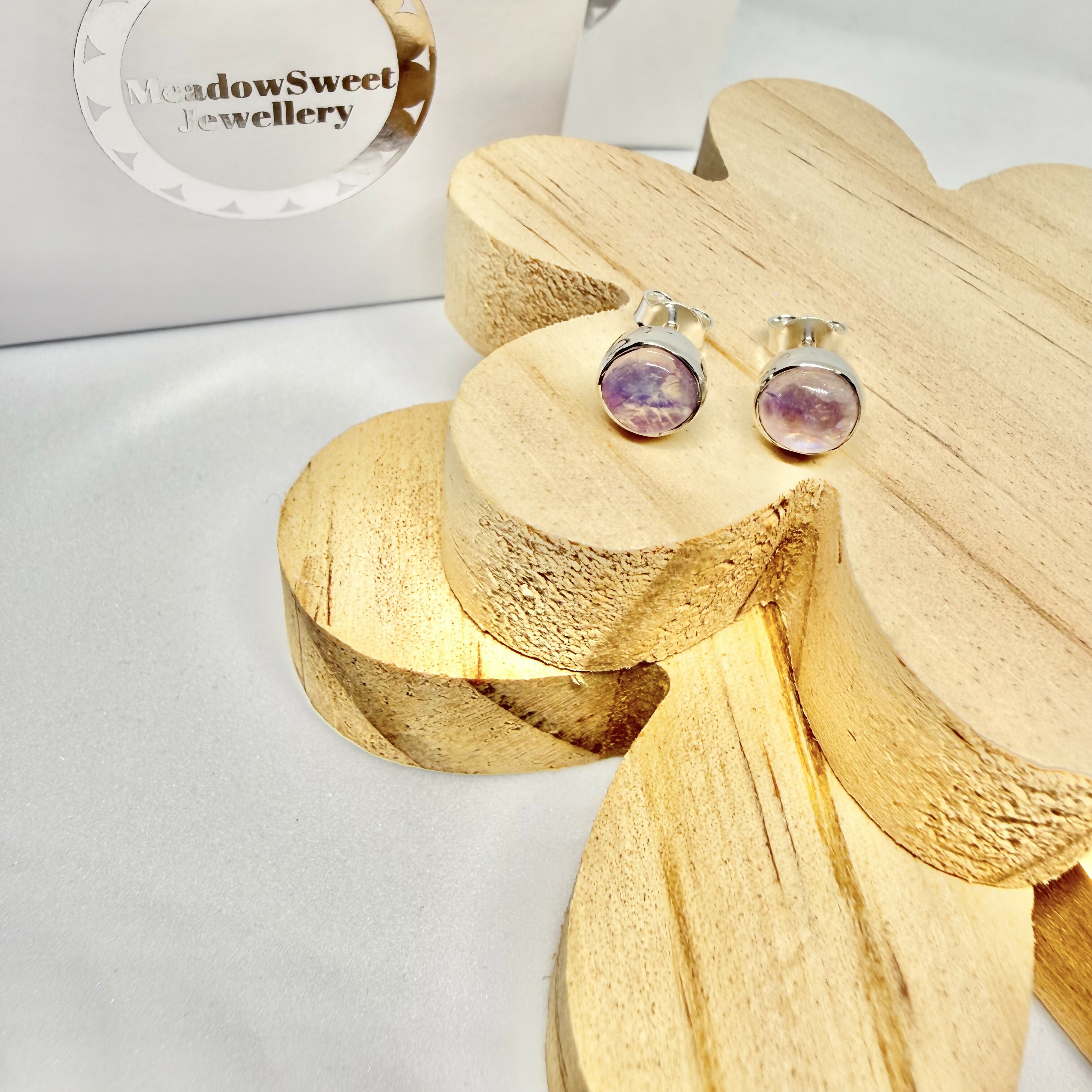 PINK MOONSTONE STUD EARRINGS