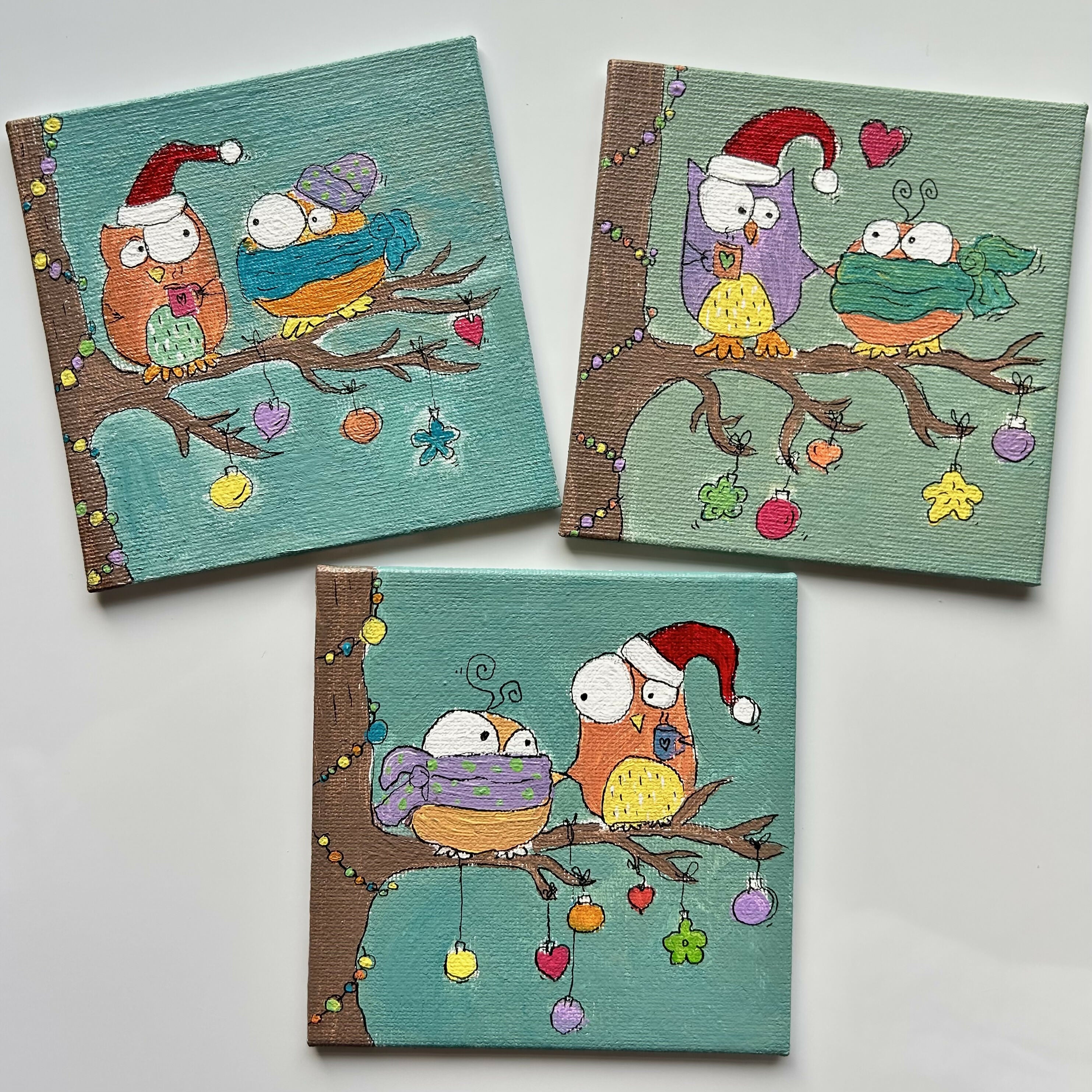 Cosy Winter Birds Original Artwork