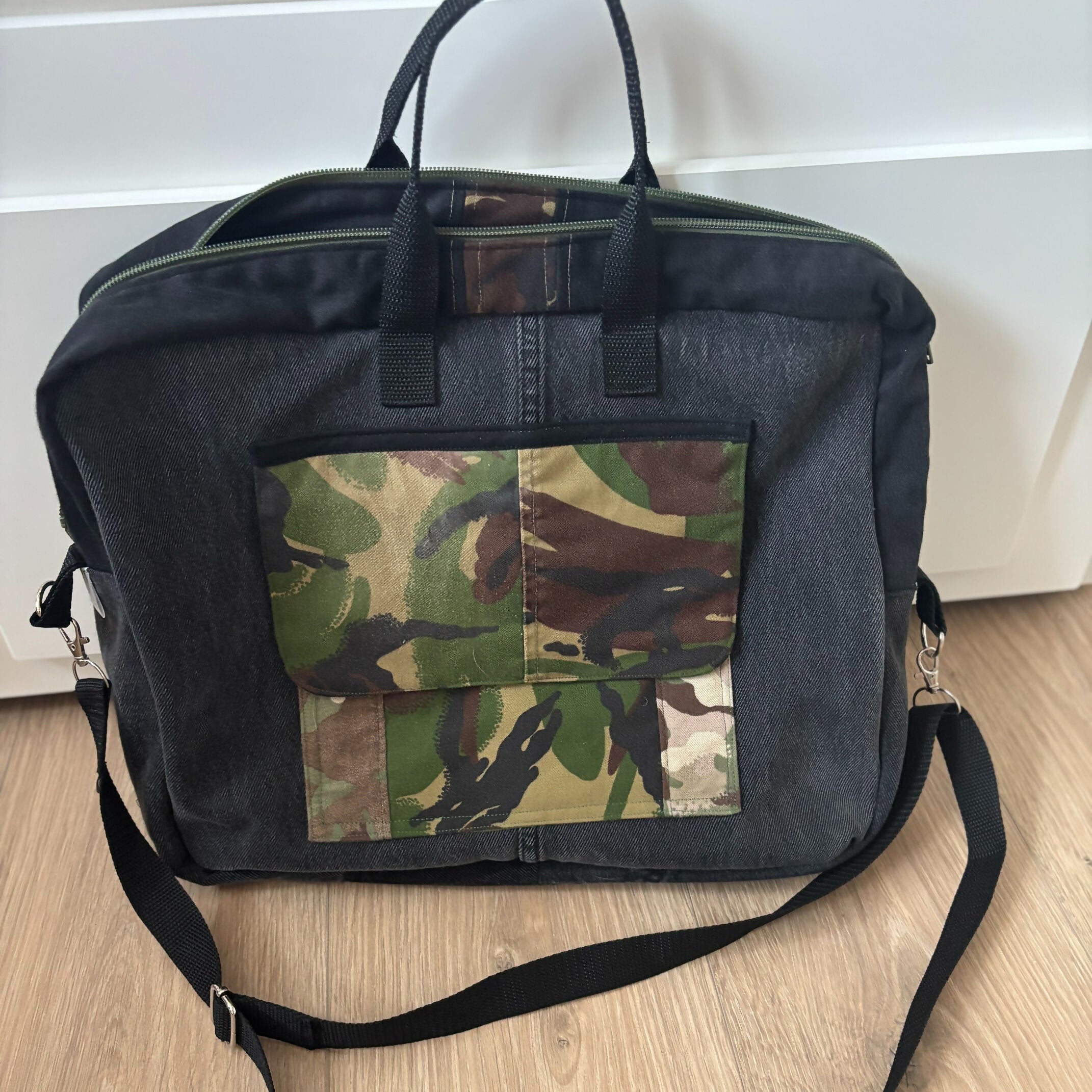 Unique Large Laptop Bag Case Made From Upcycled Jeans With Adjustable strap