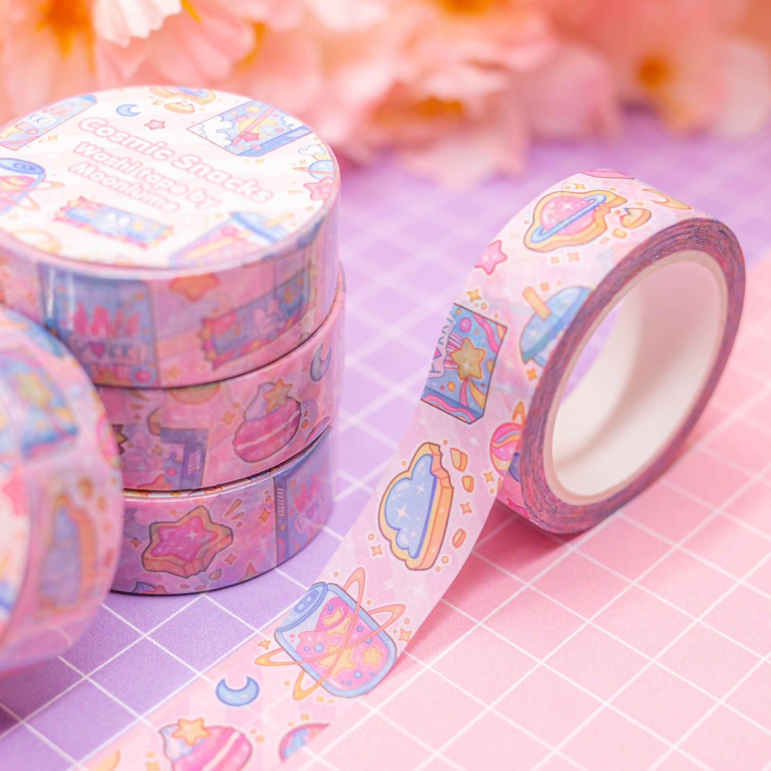 Washi Tape - Pastel Pink Cosmic Snacks