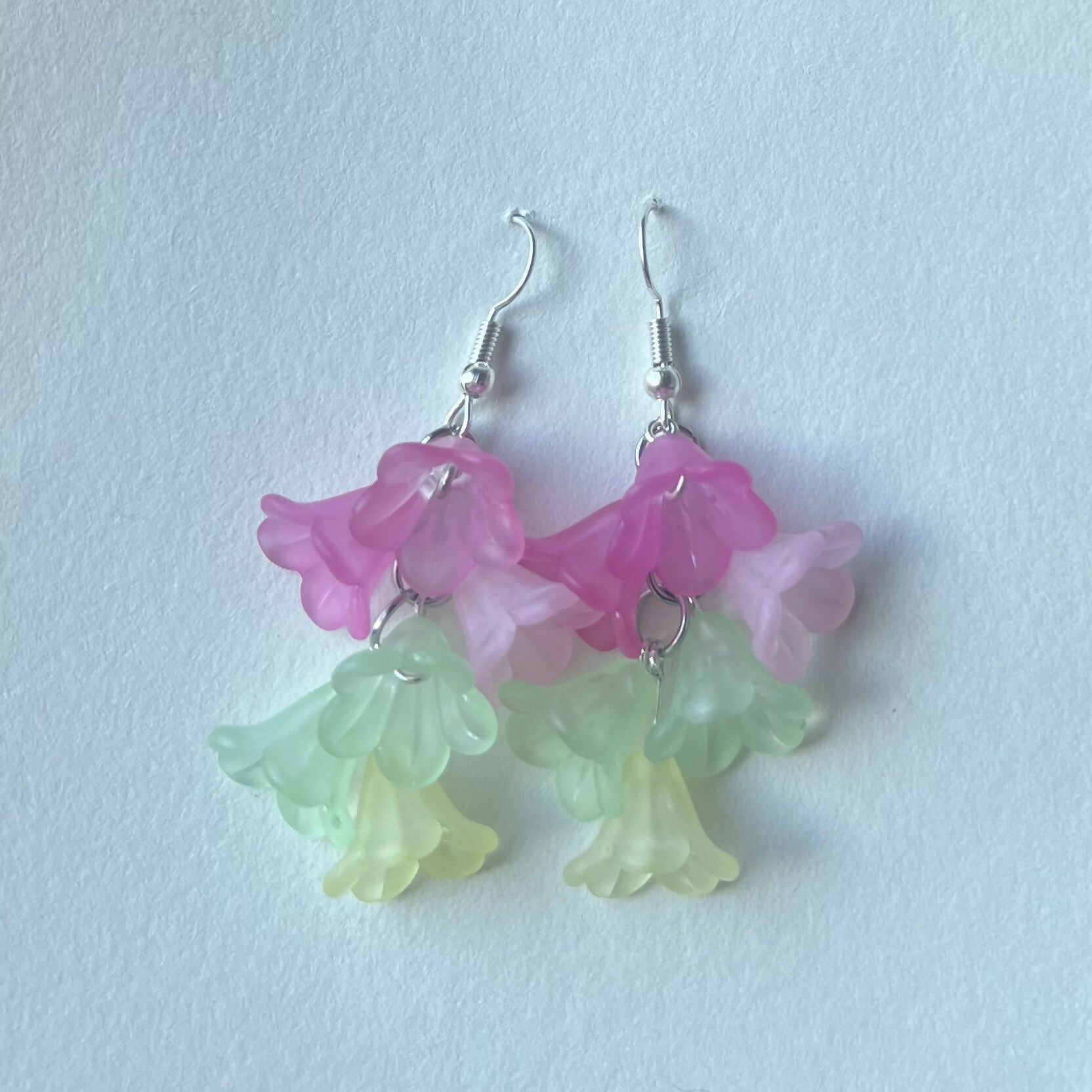 Fairy Garden Multicolour Flower Earrings In Silver
