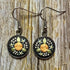 Hand Embroidered Brown Floral Earrings