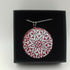 Red with White Pattern on Enamel Circle Pendant