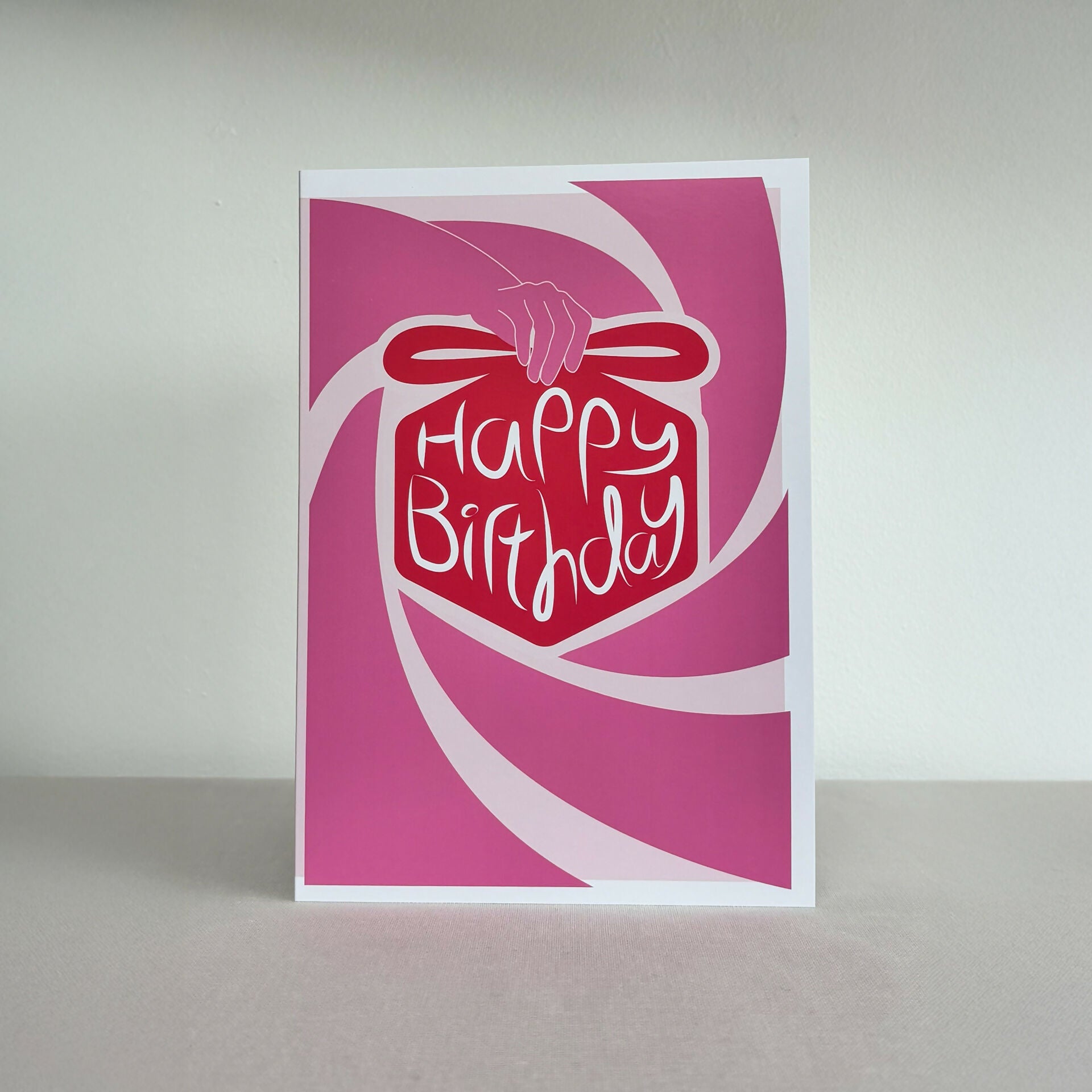 Happy Birthday Card - Pink, Light Pink and Red Gift Design