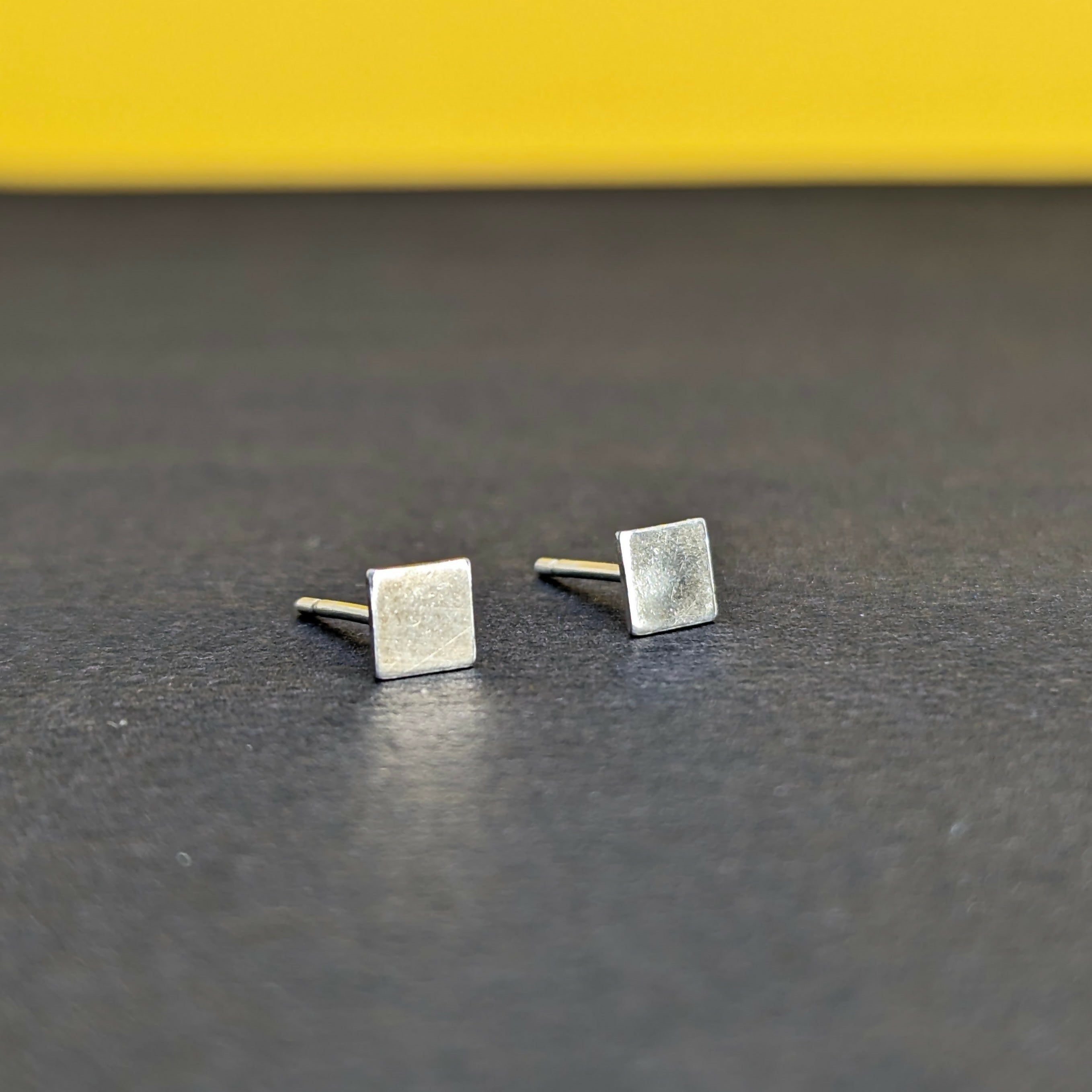 'Equal' Sterling Silver Tiny Square Stud Earring