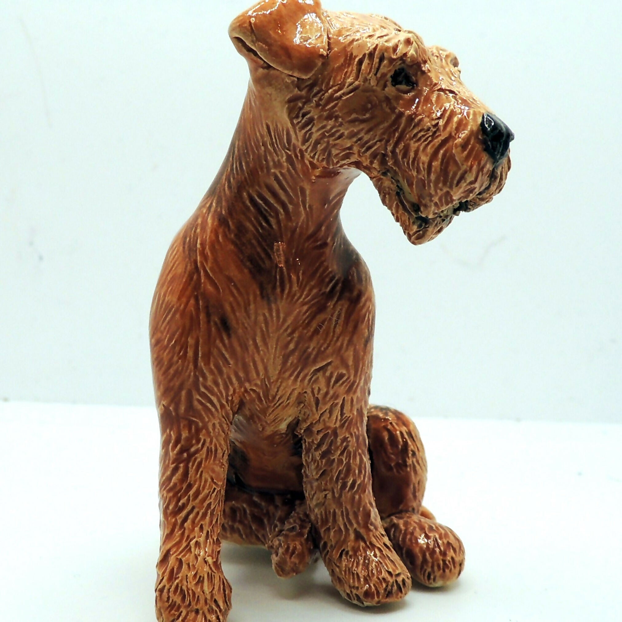 Ceramuc Welsh terrier dog sculpture