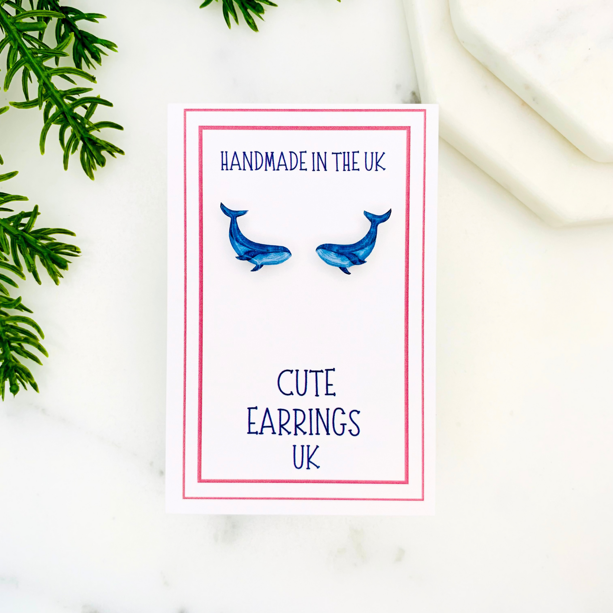 Blue Whale Stud Earrings