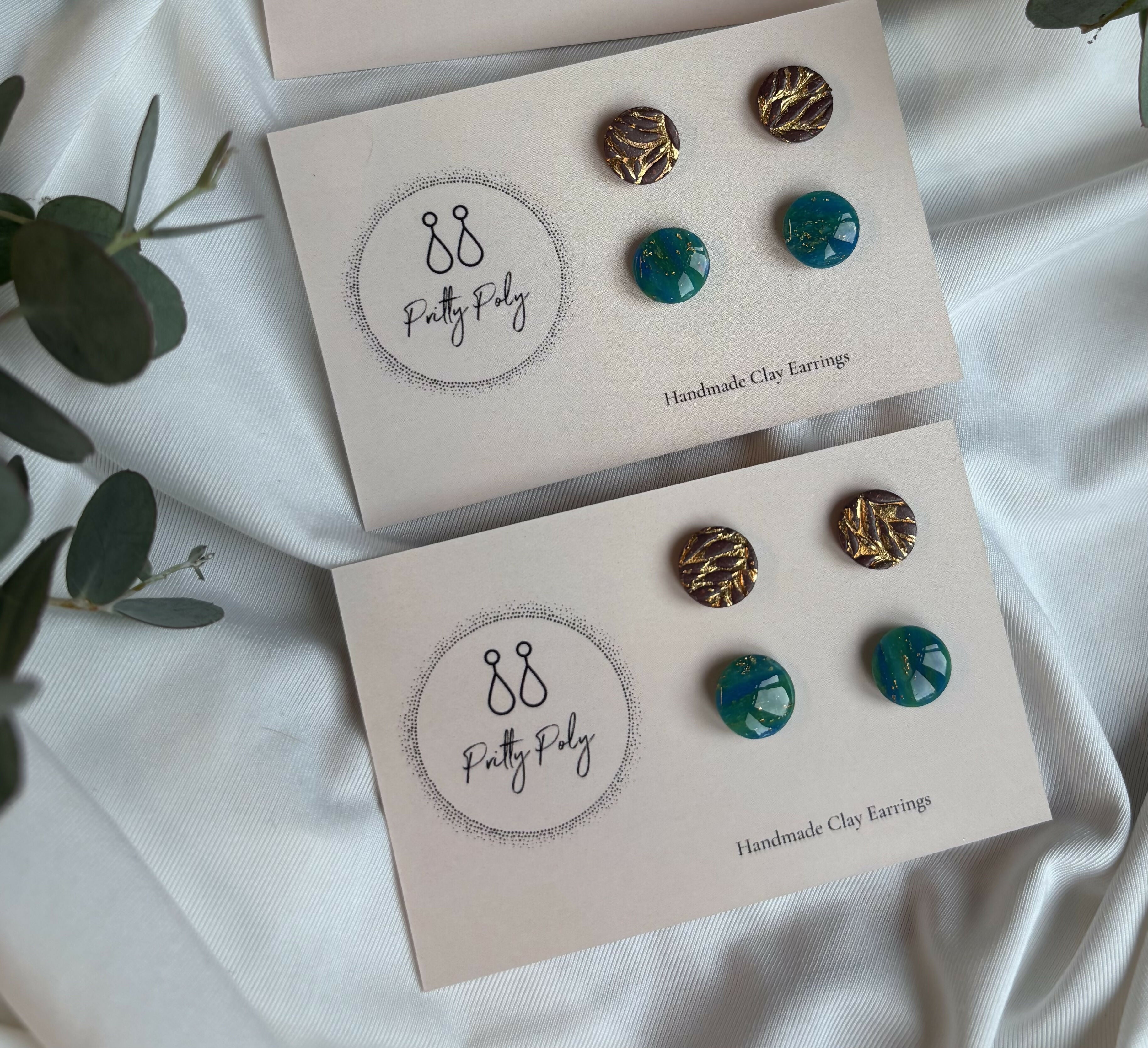 Clay Stud Pack - Burgundy Gold Leaf and Deep Blue & Gold